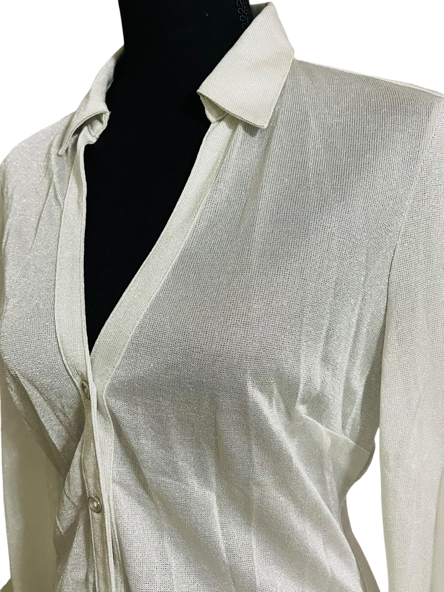 Cache Glitter Long Sleeve Button Up Blouse/Top - Thumbnail 3
