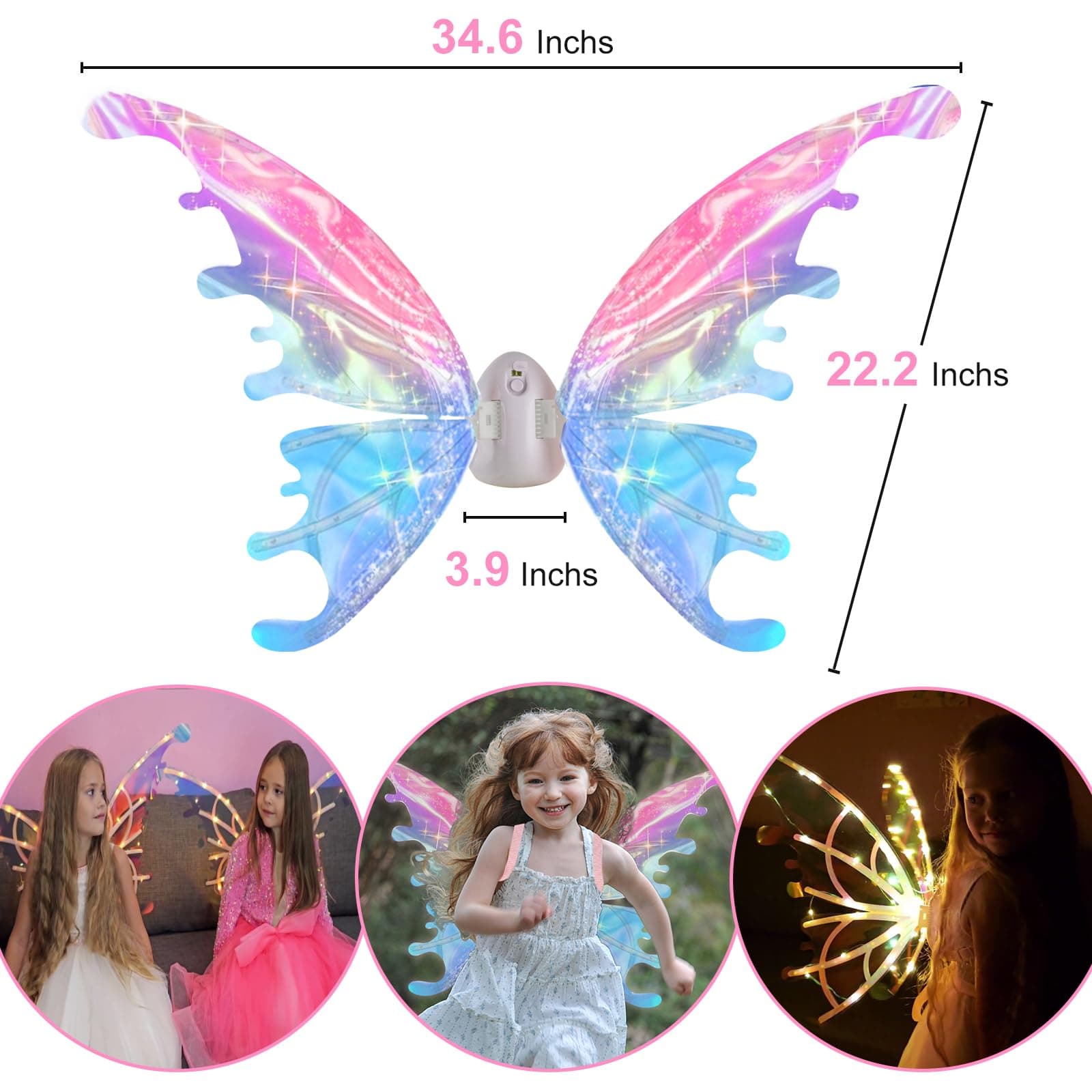 LED Light Up Musical Fairy Wings with Batteries - Thumbnail 6