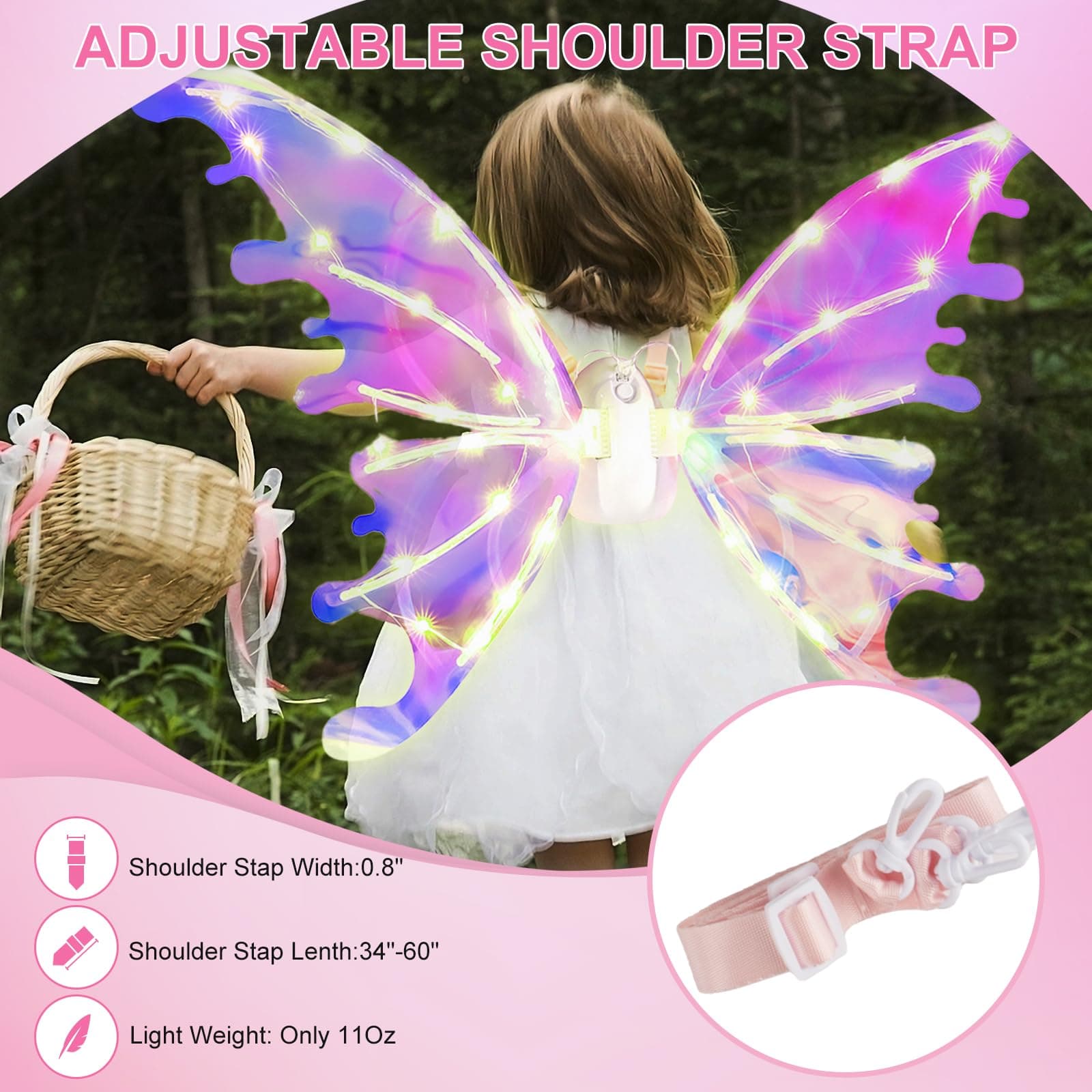 LED Light Up Musical Fairy Wings with Batteries - Thumbnail 7