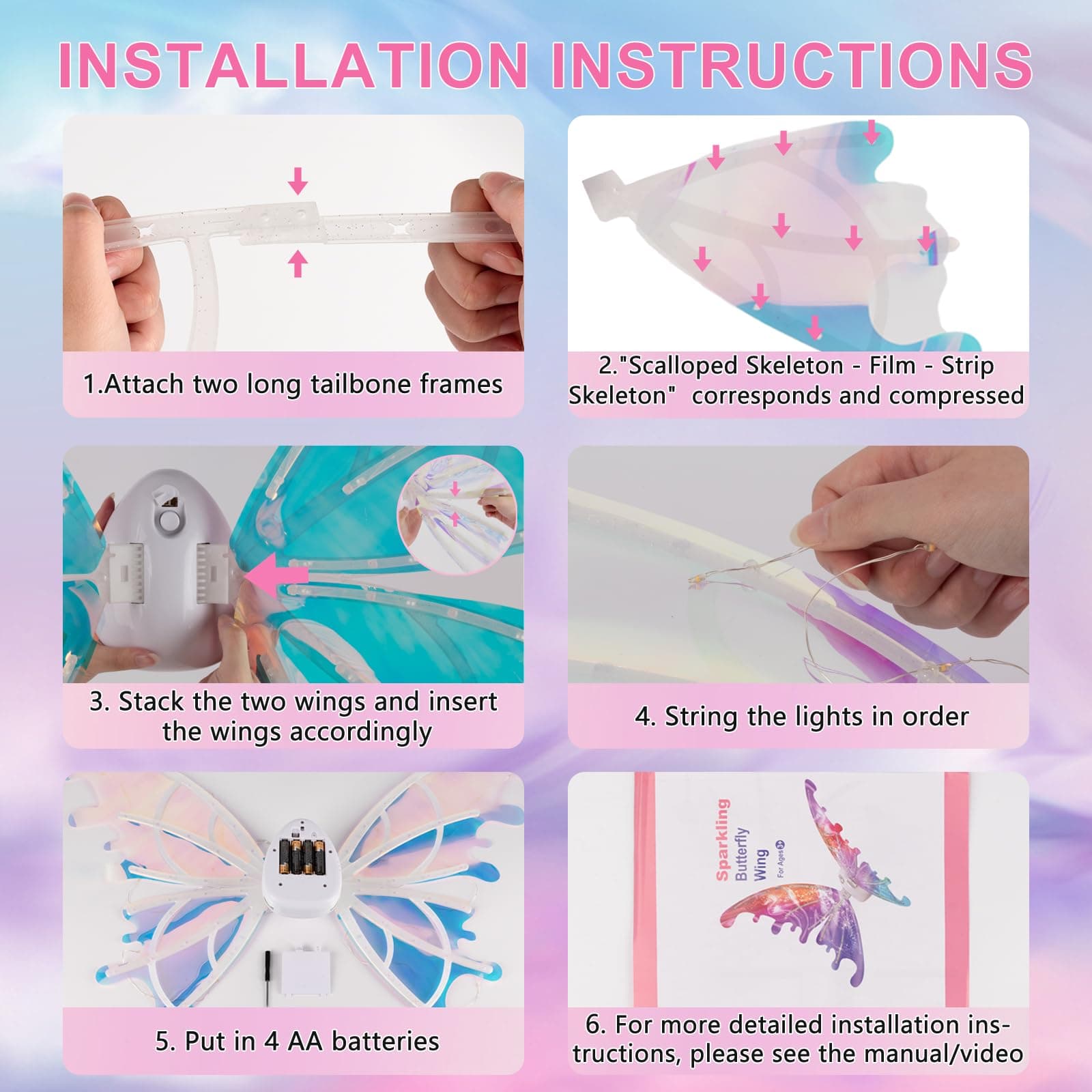 LED Light Up Musical Fairy Wings with Batteries - Thumbnail 9