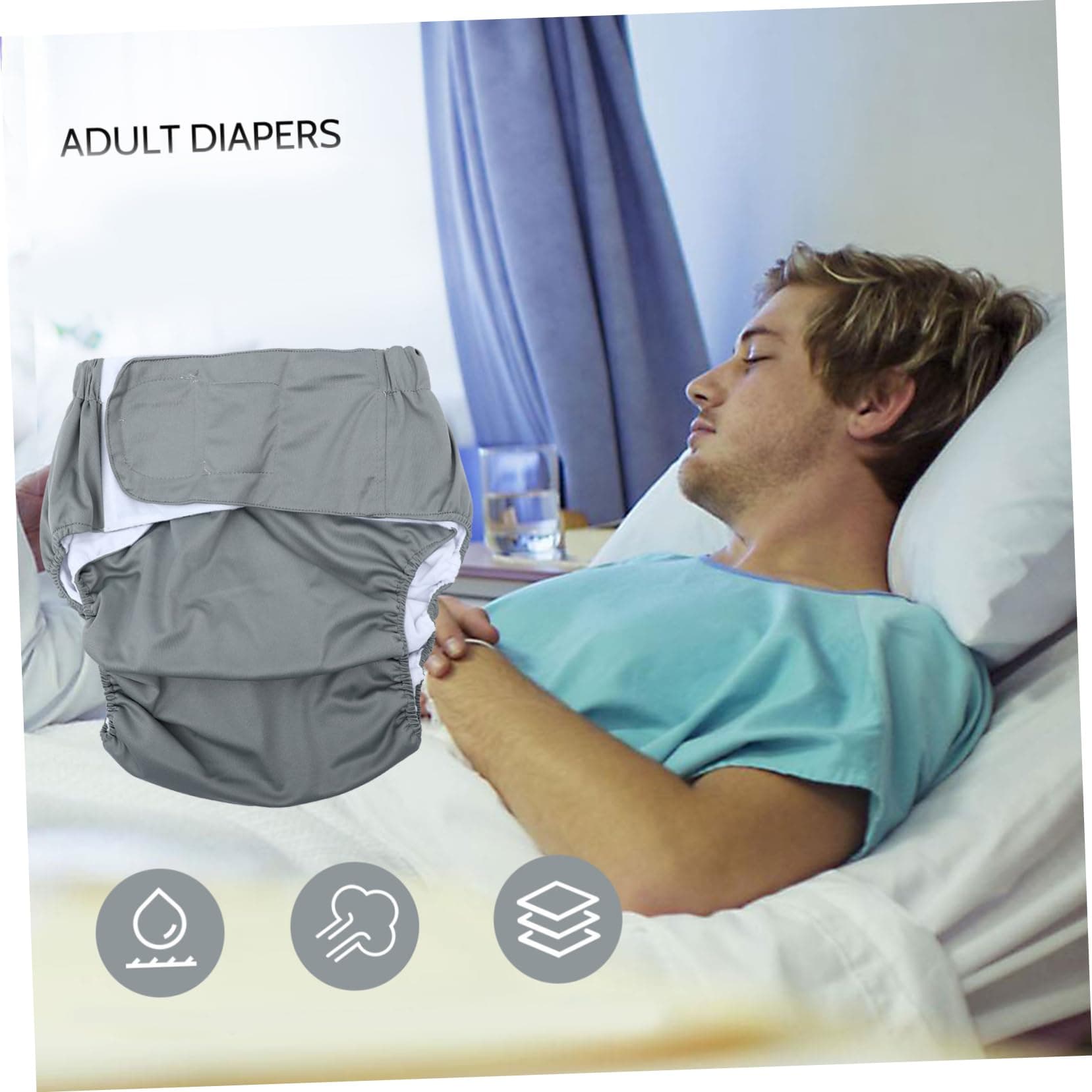 Gray Adult Cloth Diaper Leakproof - Thumbnail 5