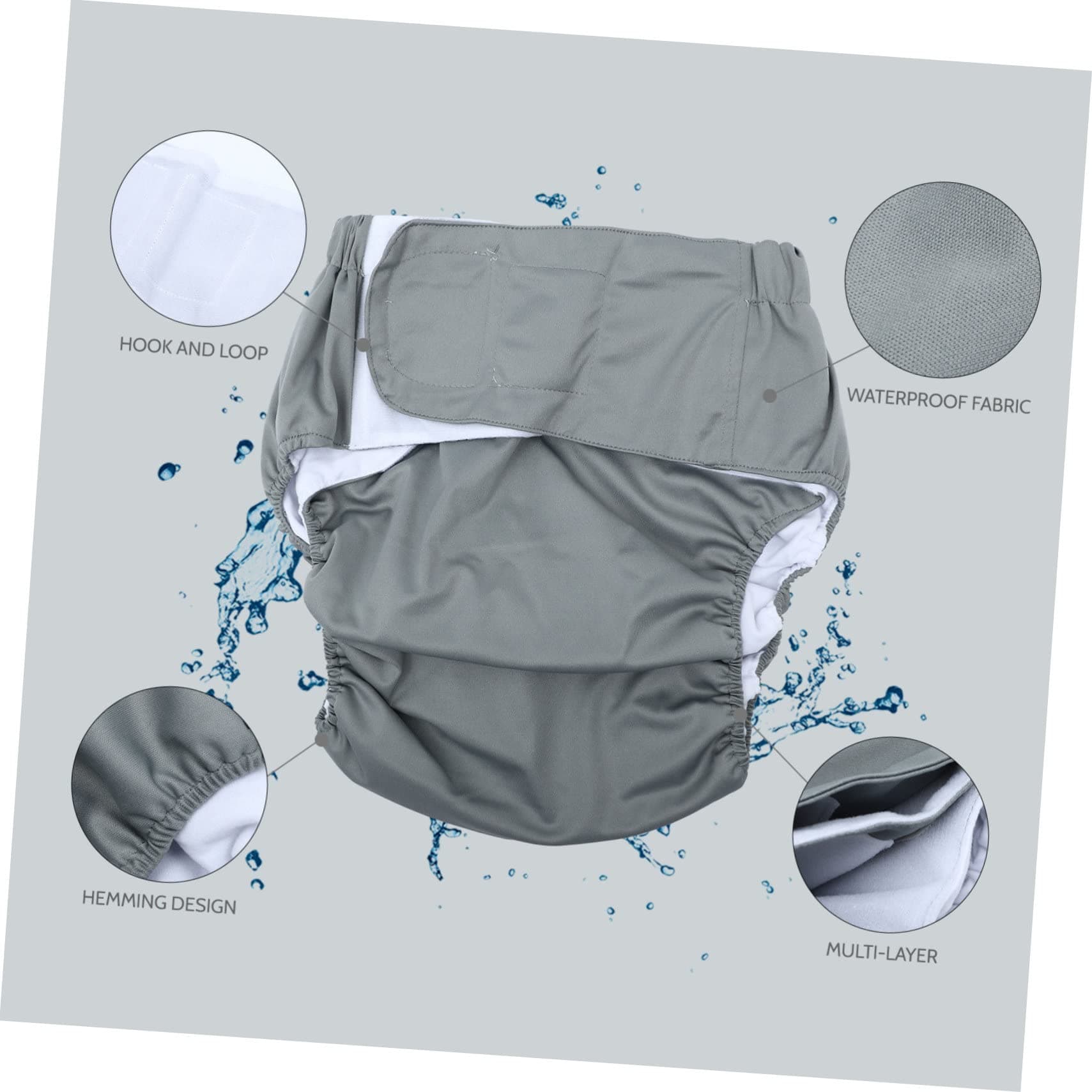 Gray Adult Cloth Diaper Leakproof - Thumbnail 9