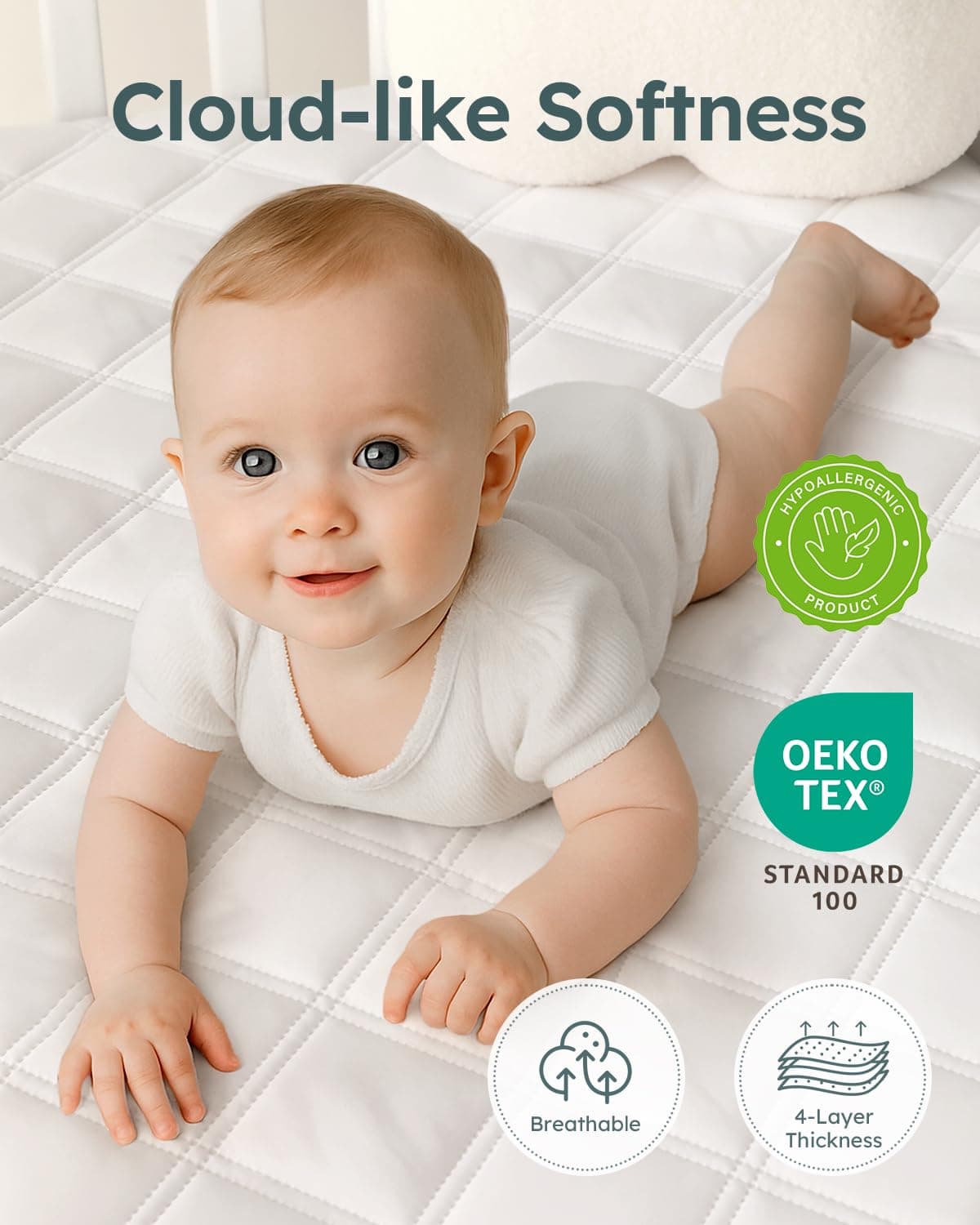 YOOFOSS Crib Mattress Protector Waterproof Hypoallergenic - Thumbnail 4