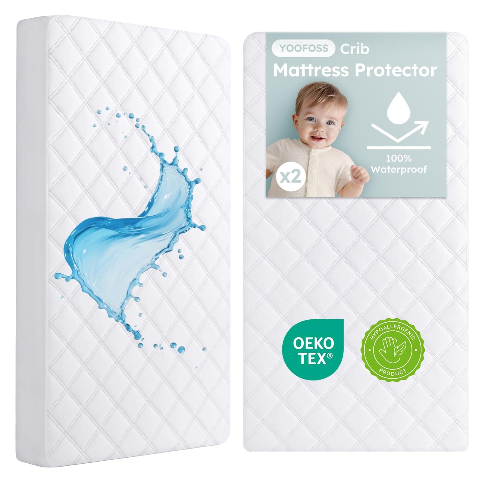 YOOFOSS Crib Mattress Protector Waterproof Hypoallergenic