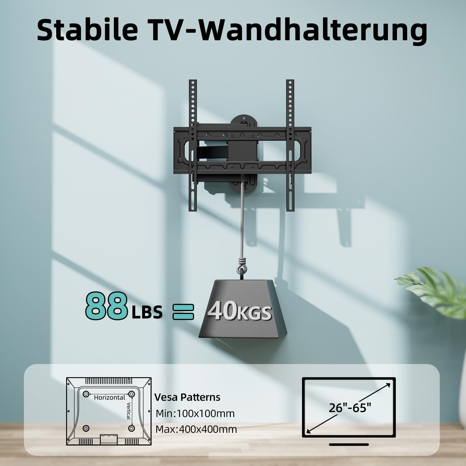 HC Mounting TV Wall Mount 26-65 Inch Black - Thumbnail 2