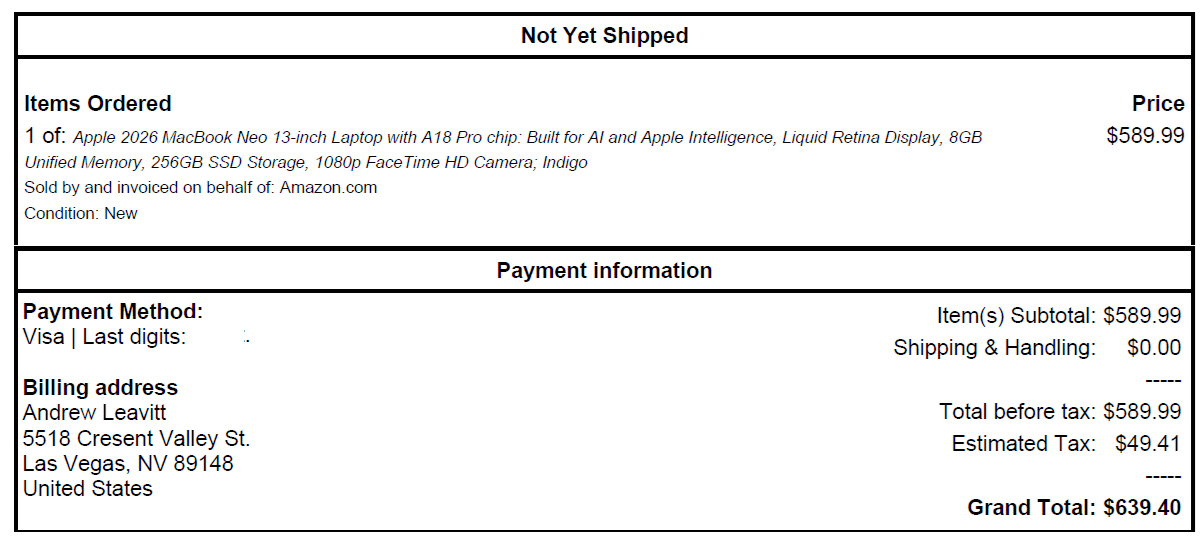 Apple 13-inch MacBook Neo A3404 8GB Memory 256GB Storage - Thumbnail 5