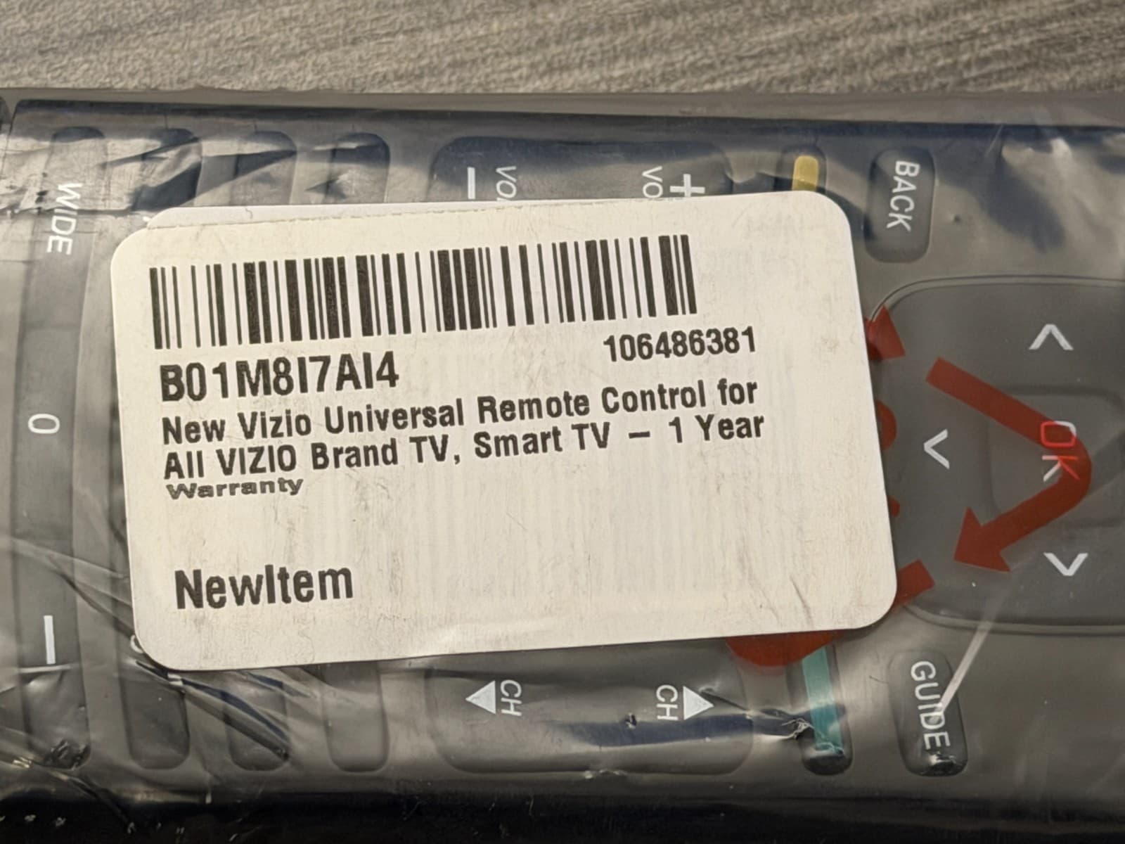 Vizio Universal Remote Control VZ-3+L Smart TV Replacement New - Thumbnail 2