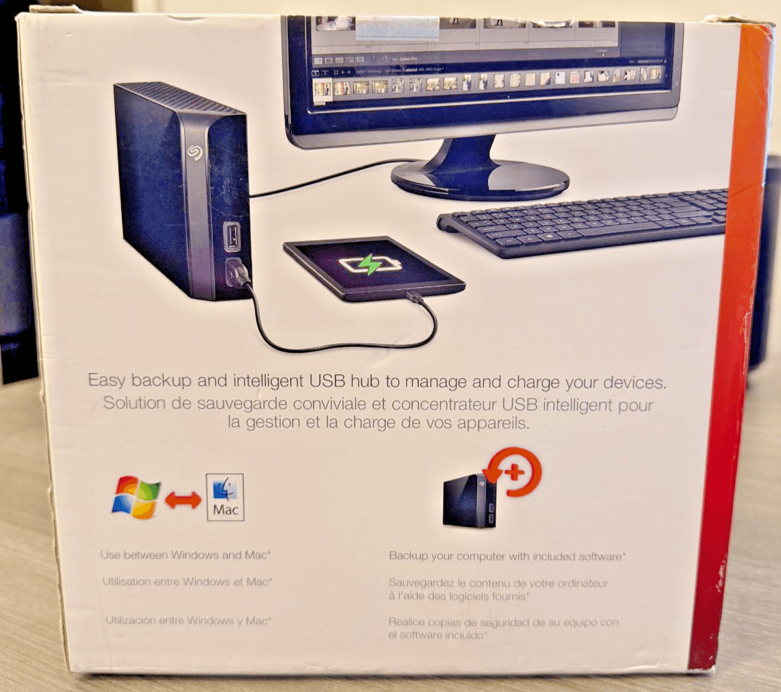 Seagate Backup Plus Hub 4TB External Desktop Hard Drive USB 3.0 Open Box - Thumbnail 2