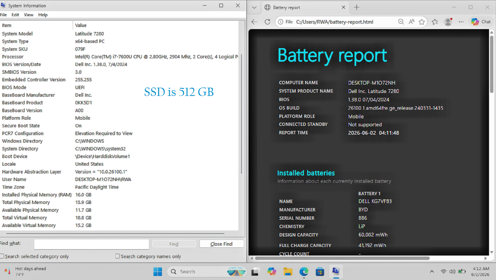 Dell Latitude 7280 12.5" Laptop i7 16GB 512GB SSD Win 11 Home Box Charger - Thumbnail 3