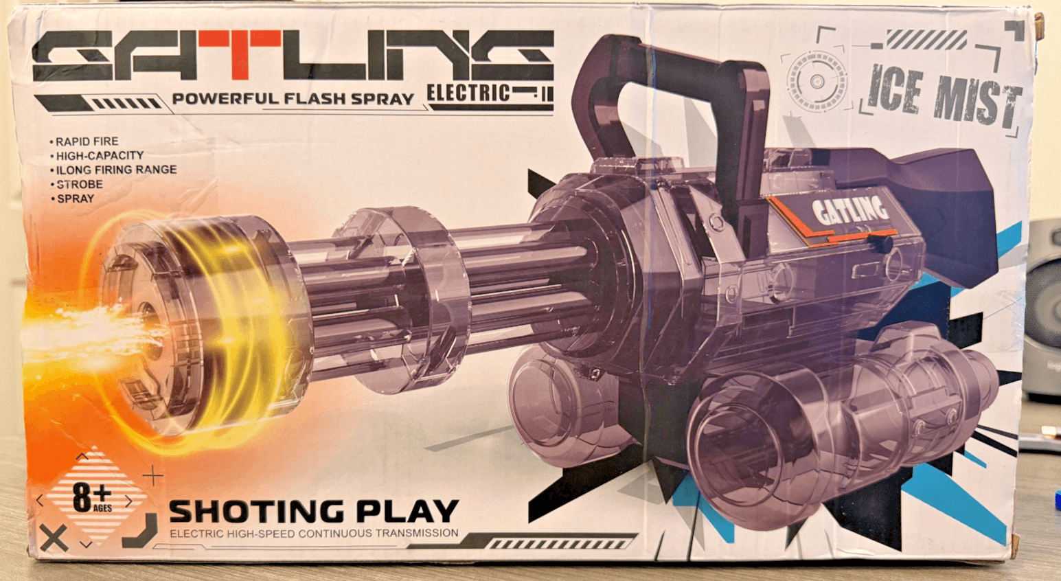 Electric Gatling Ice Mist Water Blaster Toy Rapid Fire Open Box - Thumbnail 3