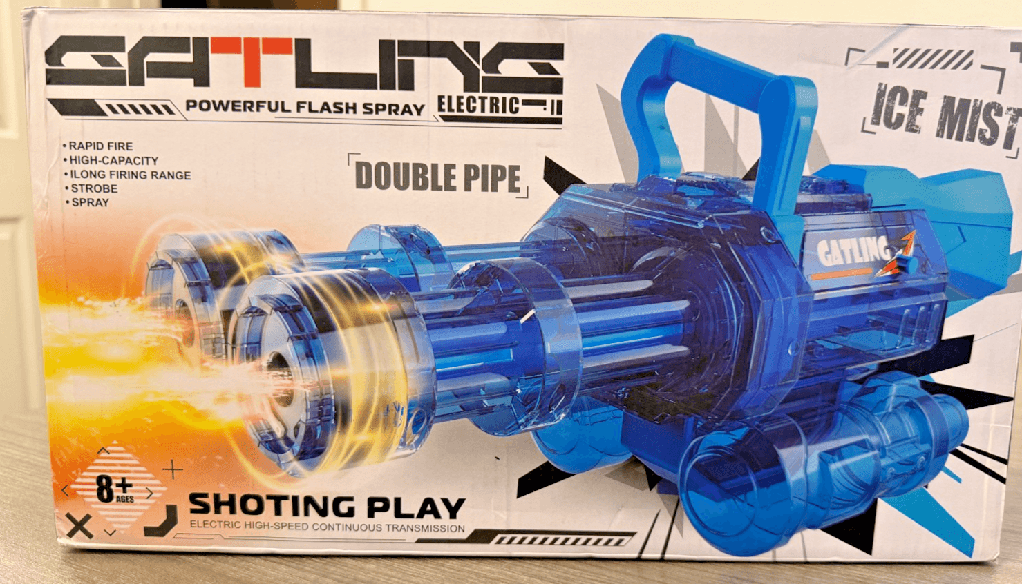 Electric Gatling Ice Mist Water Blaster Toy Rapid Fire Open Box - Thumbnail 2