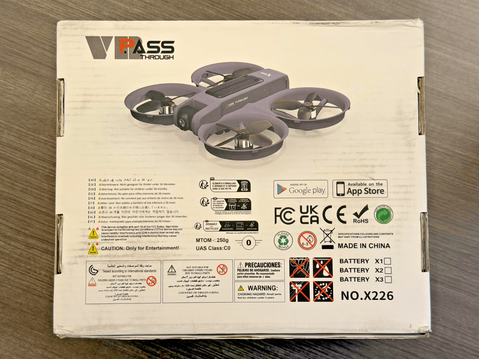 X226 VPass Through Brushless FPV Camera Drone VR Goggles Remote Open Box - Thumbnail 9