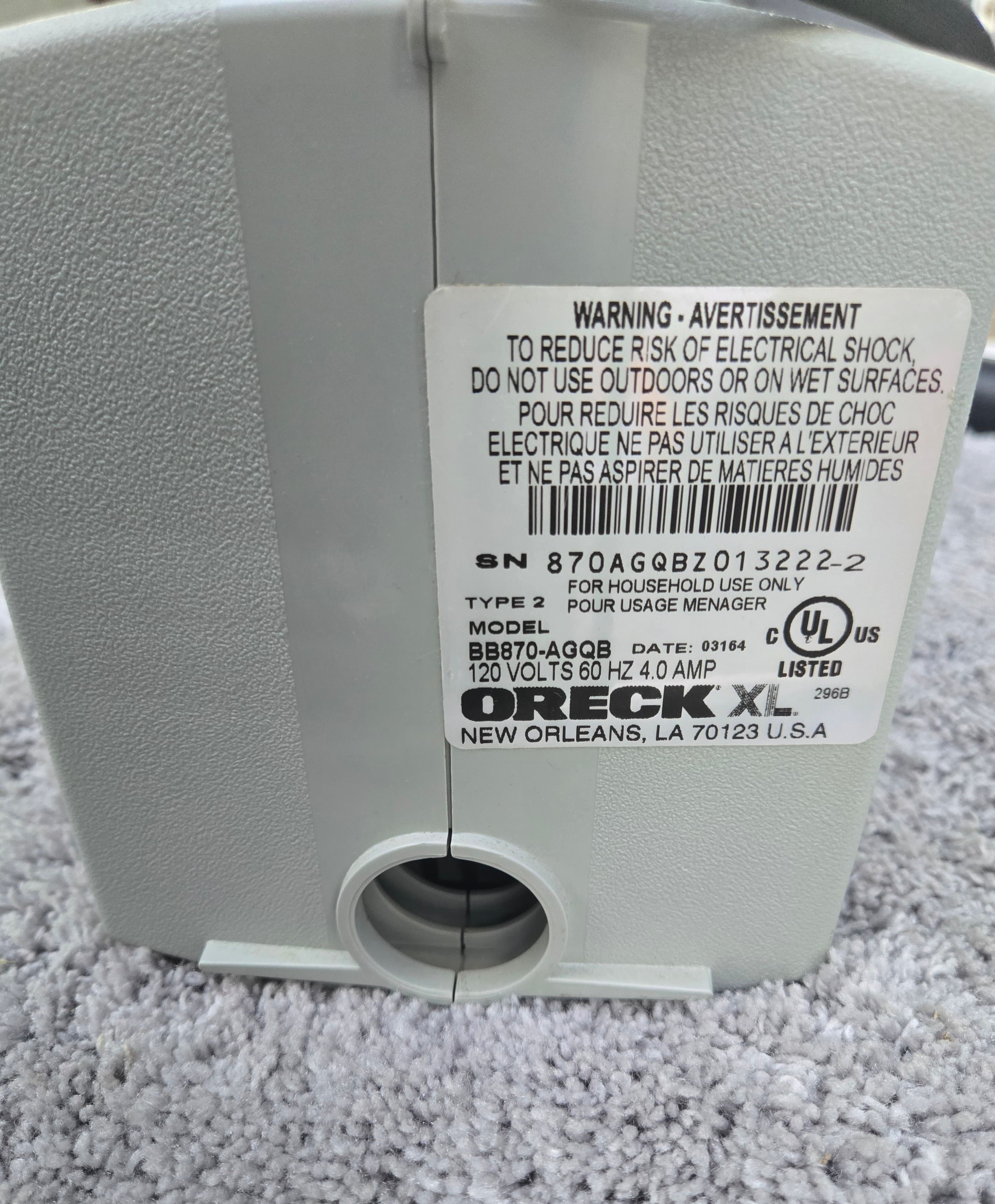 Oreck XL Handheld Vacuum Cleaner with Hose Attachment - Thumbnail 3