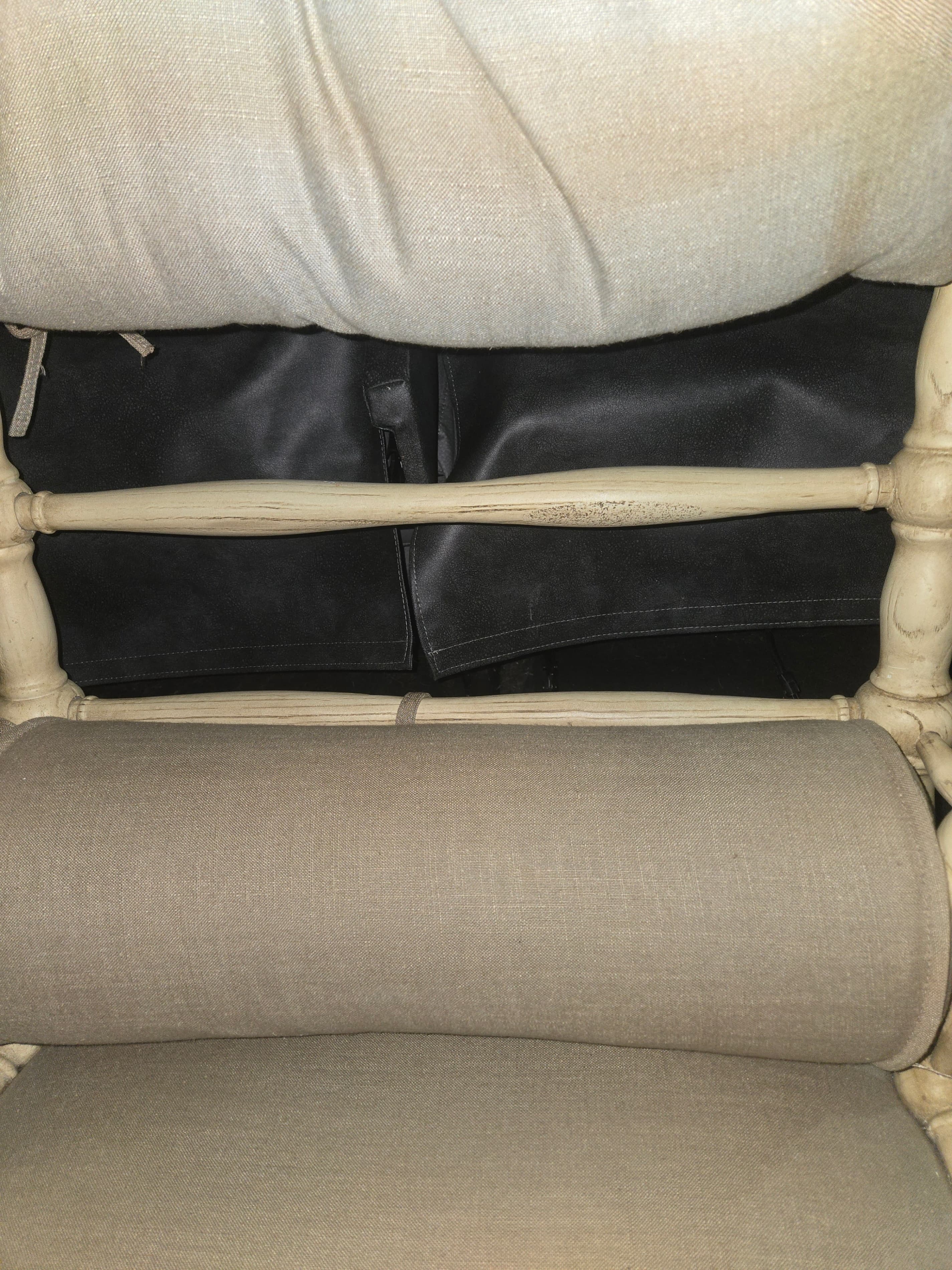 Vintage High Back Wooden Armchair with Cushions - Thumbnail 4