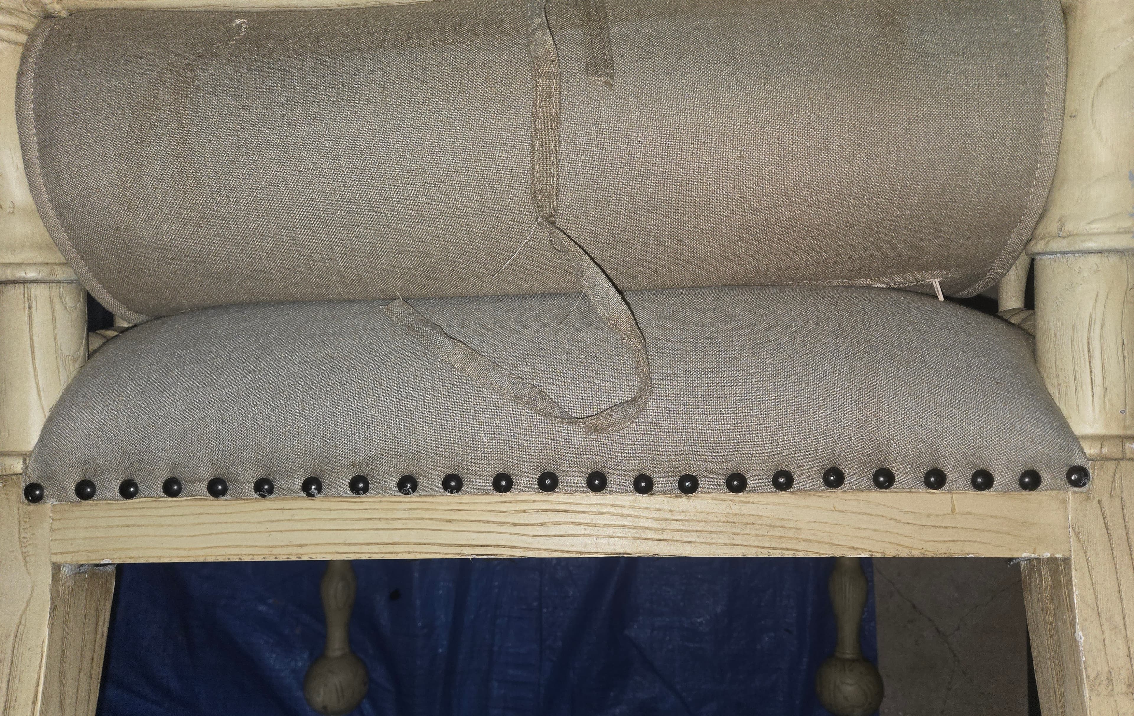 Vintage High Back Wooden Armchair with Cushions - Thumbnail 7