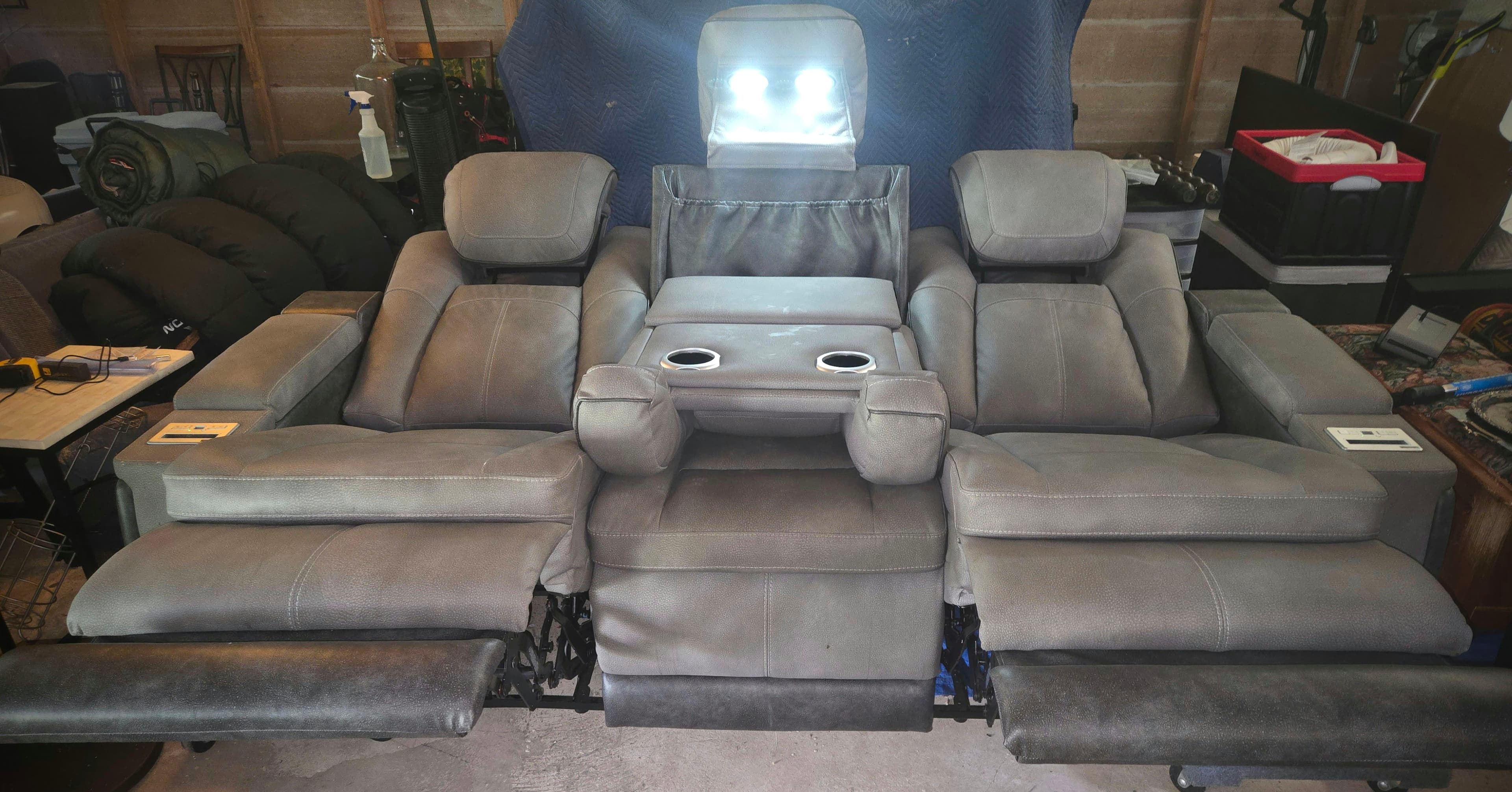 Reclining Home Theater Sofa with LED Lights