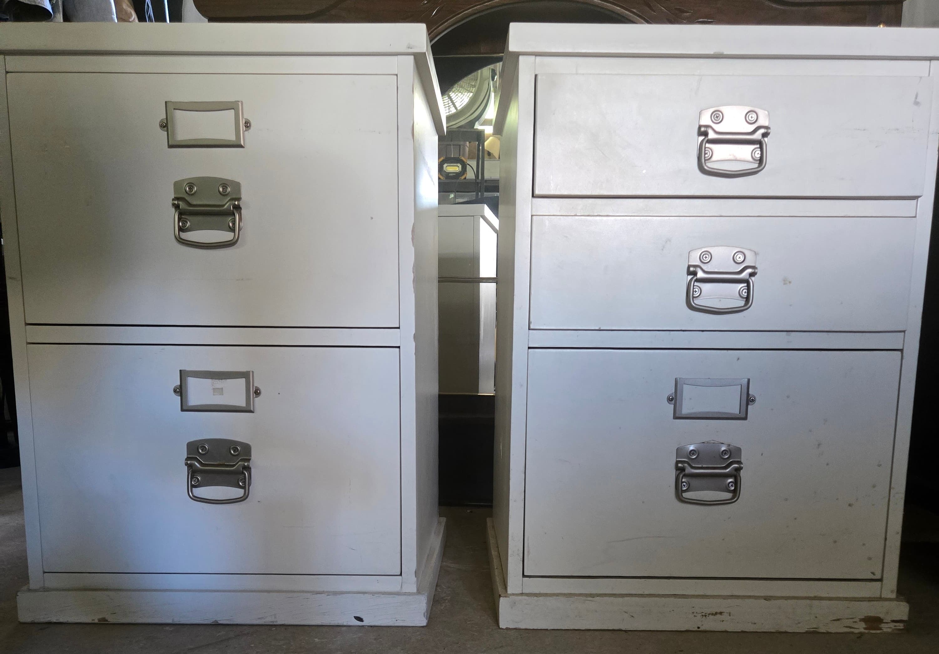 Pottery Barn Bedford File Cabinets - Antique White Wood Pair