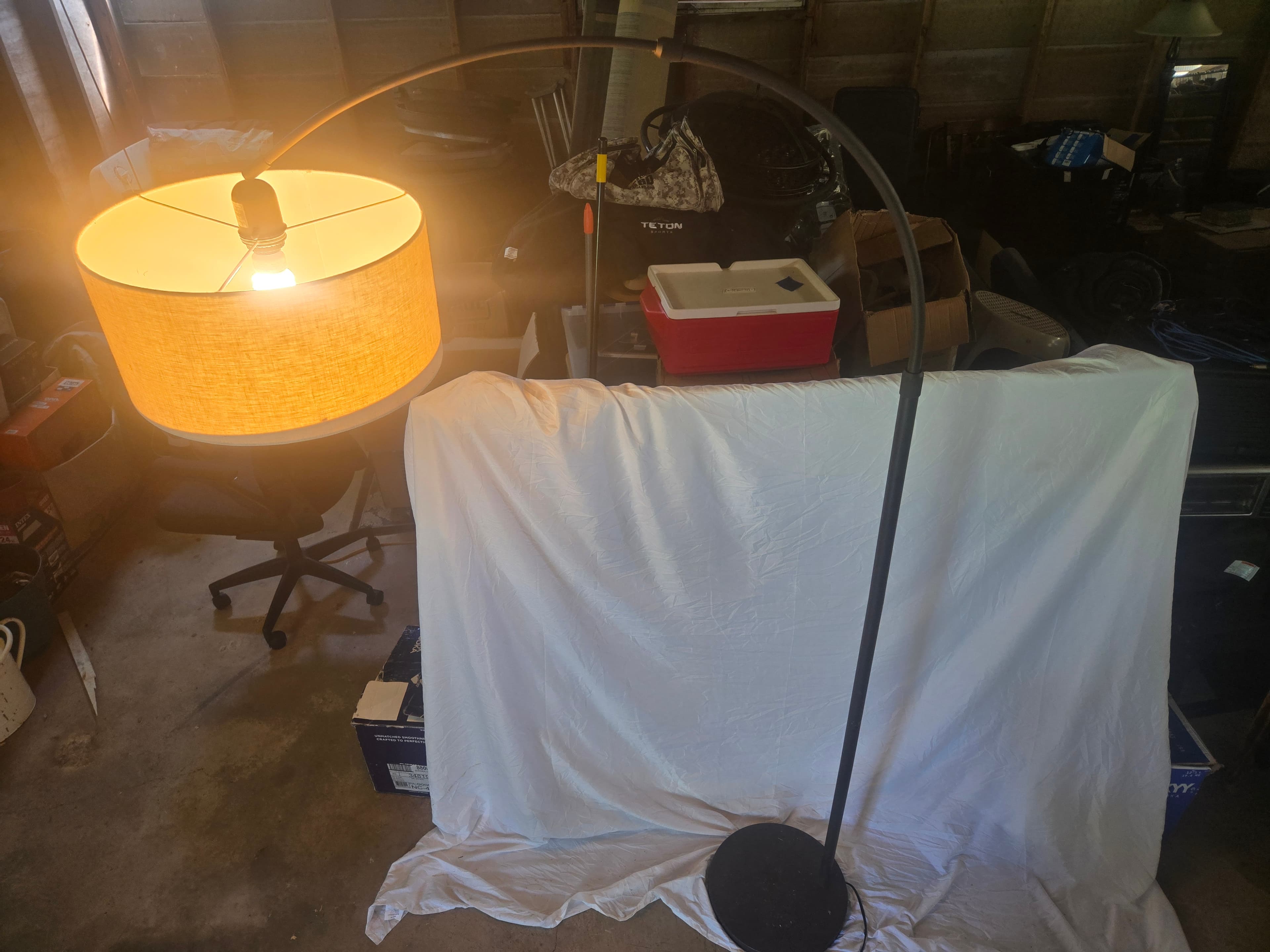 Modern Arc Floor Lamp with Drum Shade - Thumbnail 3