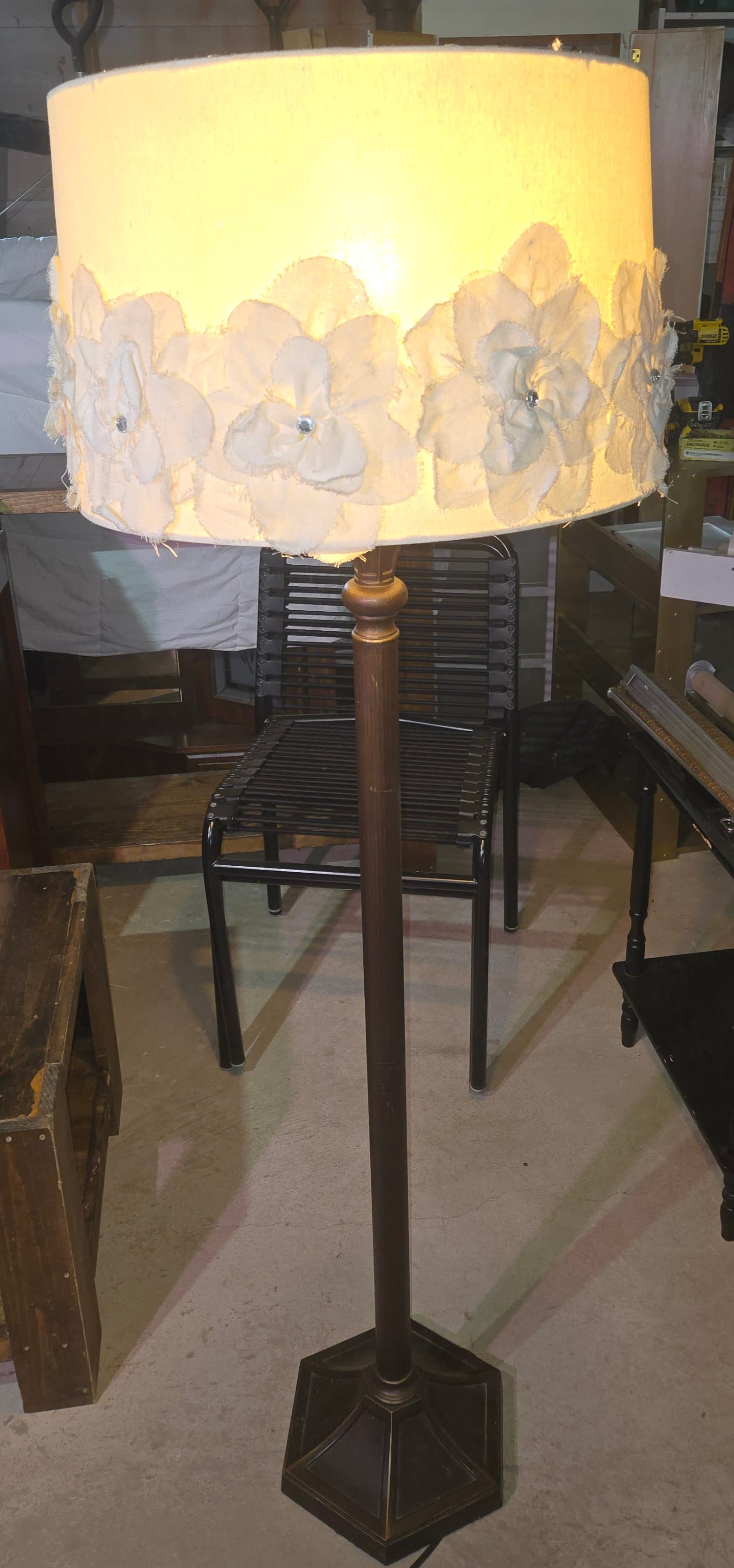 Decorative Floor Lamp with Floral Shade