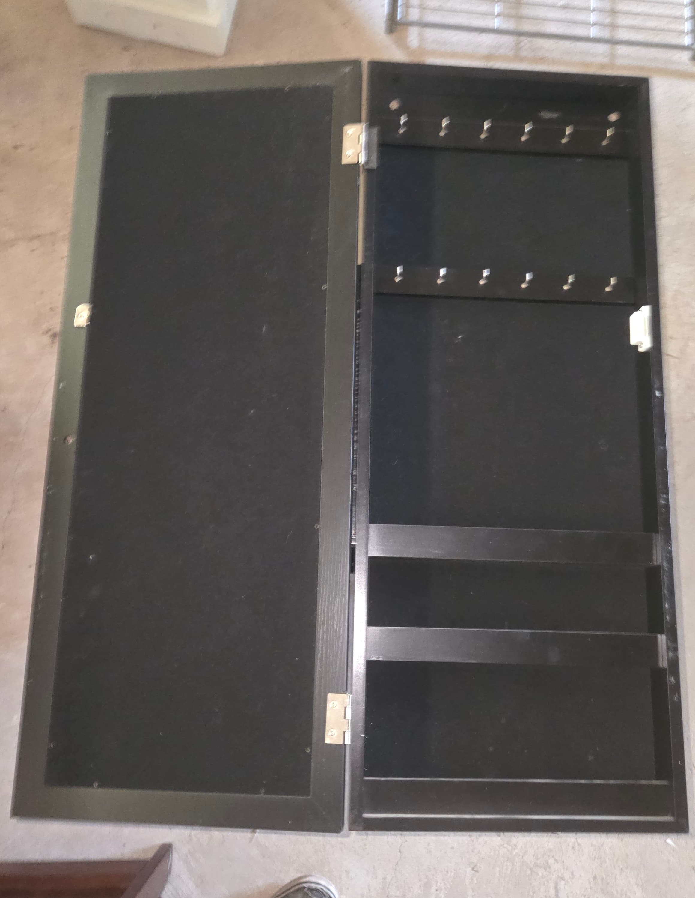 Wall-Mounted Black Jewelry Cabinet with Mirror - Thumbnail 2