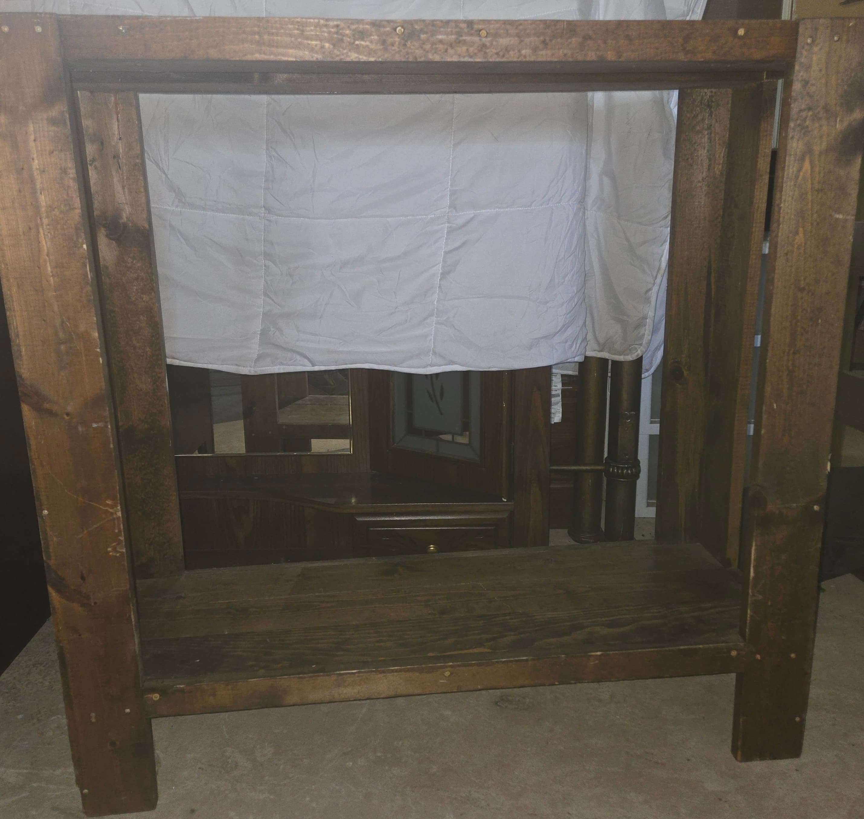 Rustic Wooden Console Table with Lower Shelf - Thumbnail 2