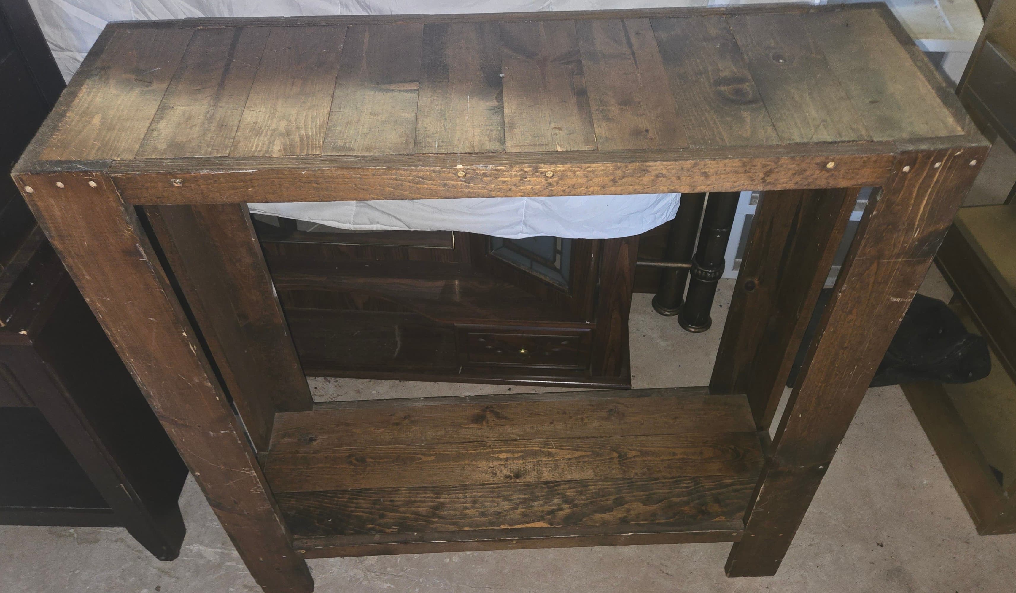 Rustic Wooden Console Table with Lower Shelf