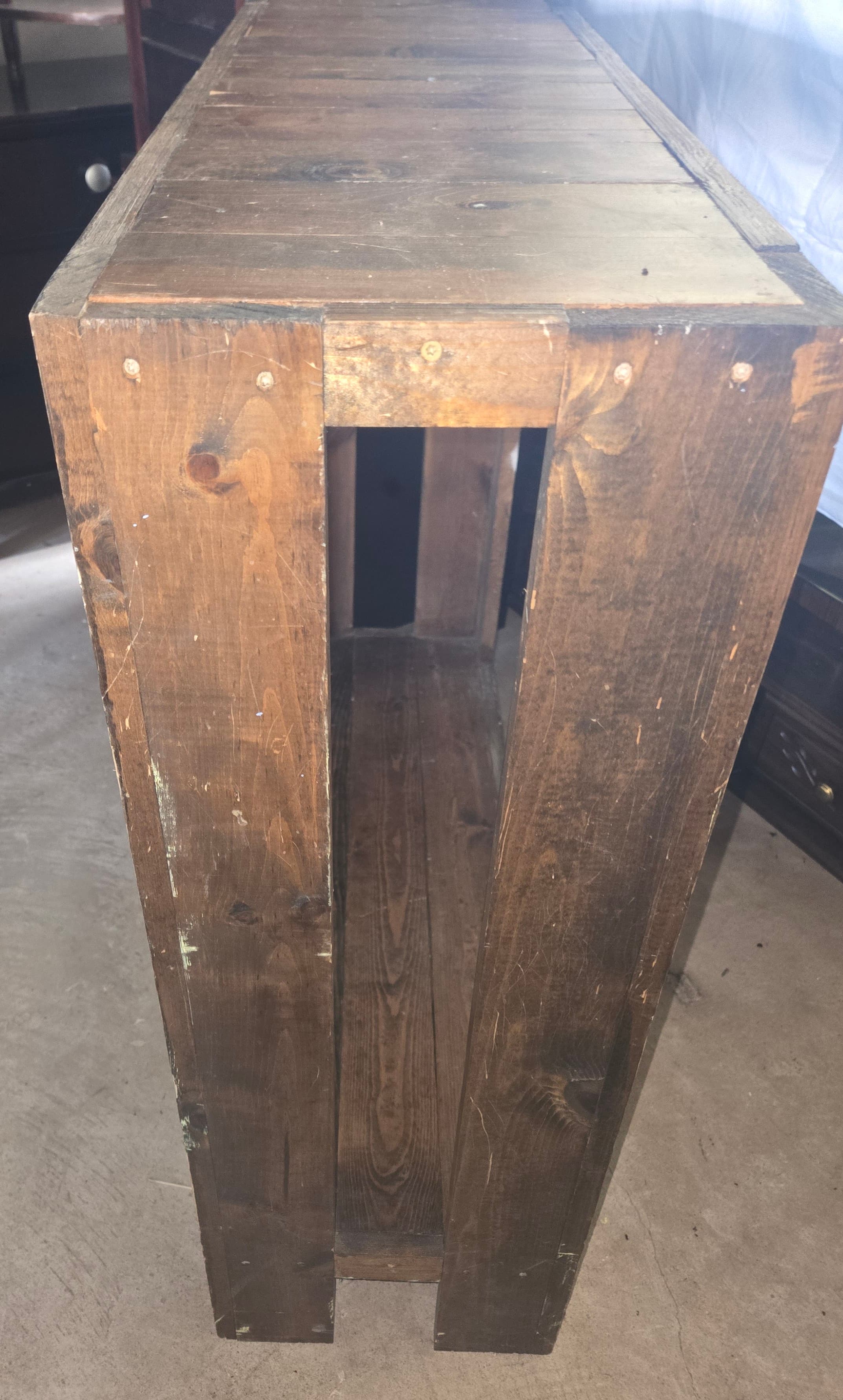 Rustic Wooden Console Table with Lower Shelf - Thumbnail 4
