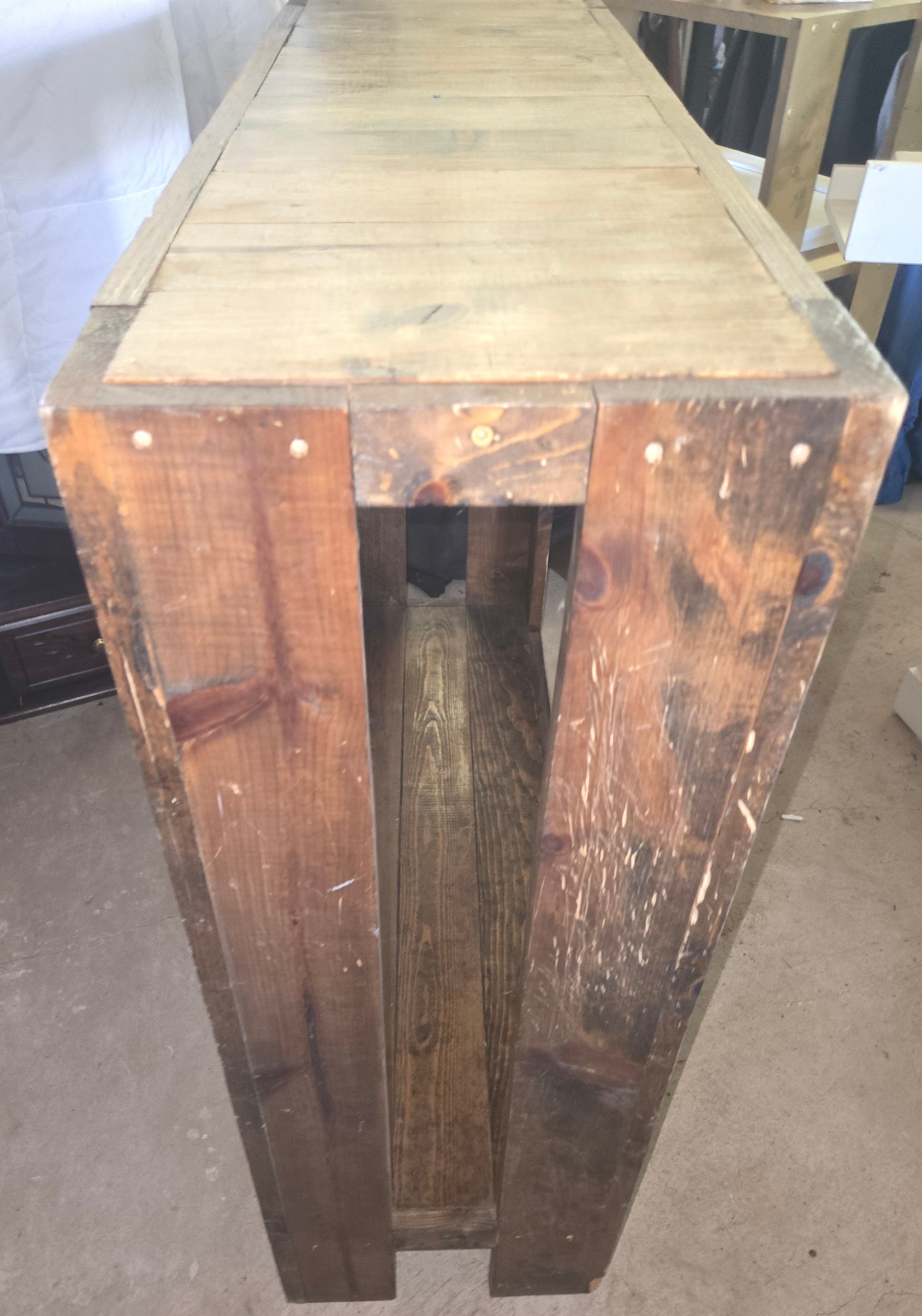 Rustic Wooden Console Table with Lower Shelf - Thumbnail 3