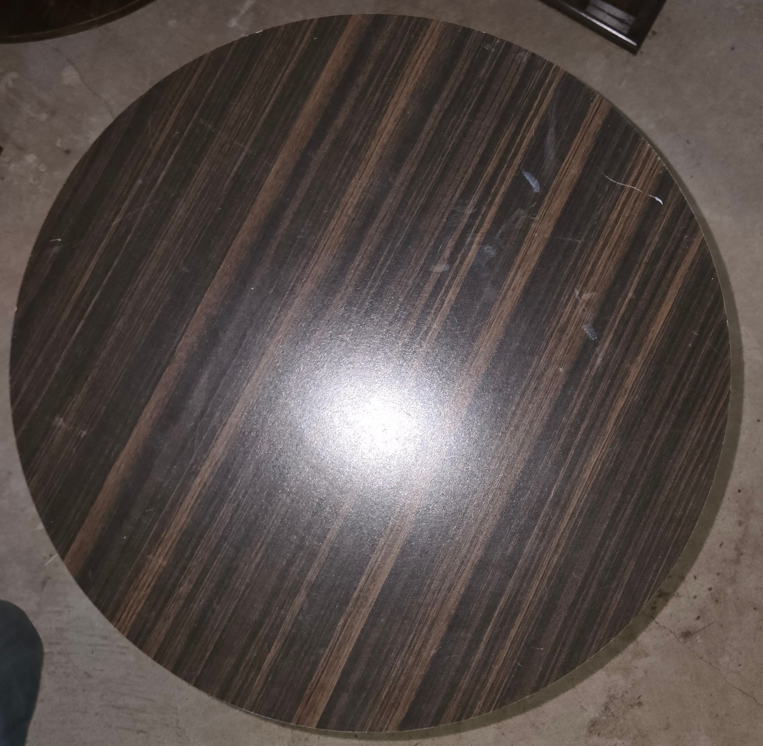 Round Wooden Side Table with Dark Finish - Thumbnail 2