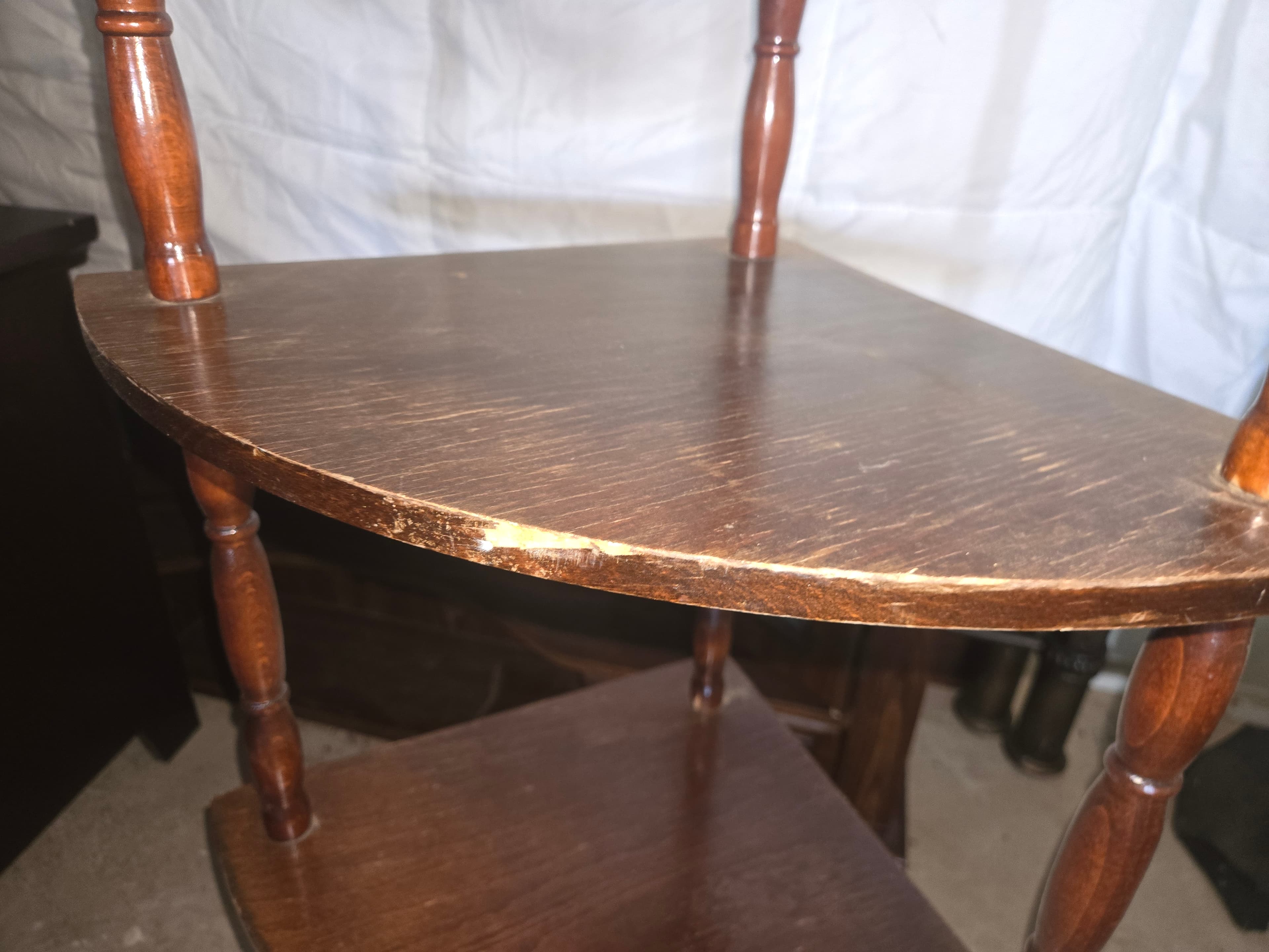 Vintage Wooden Corner Shelf Unit with Four Tiers - Thumbnail 2