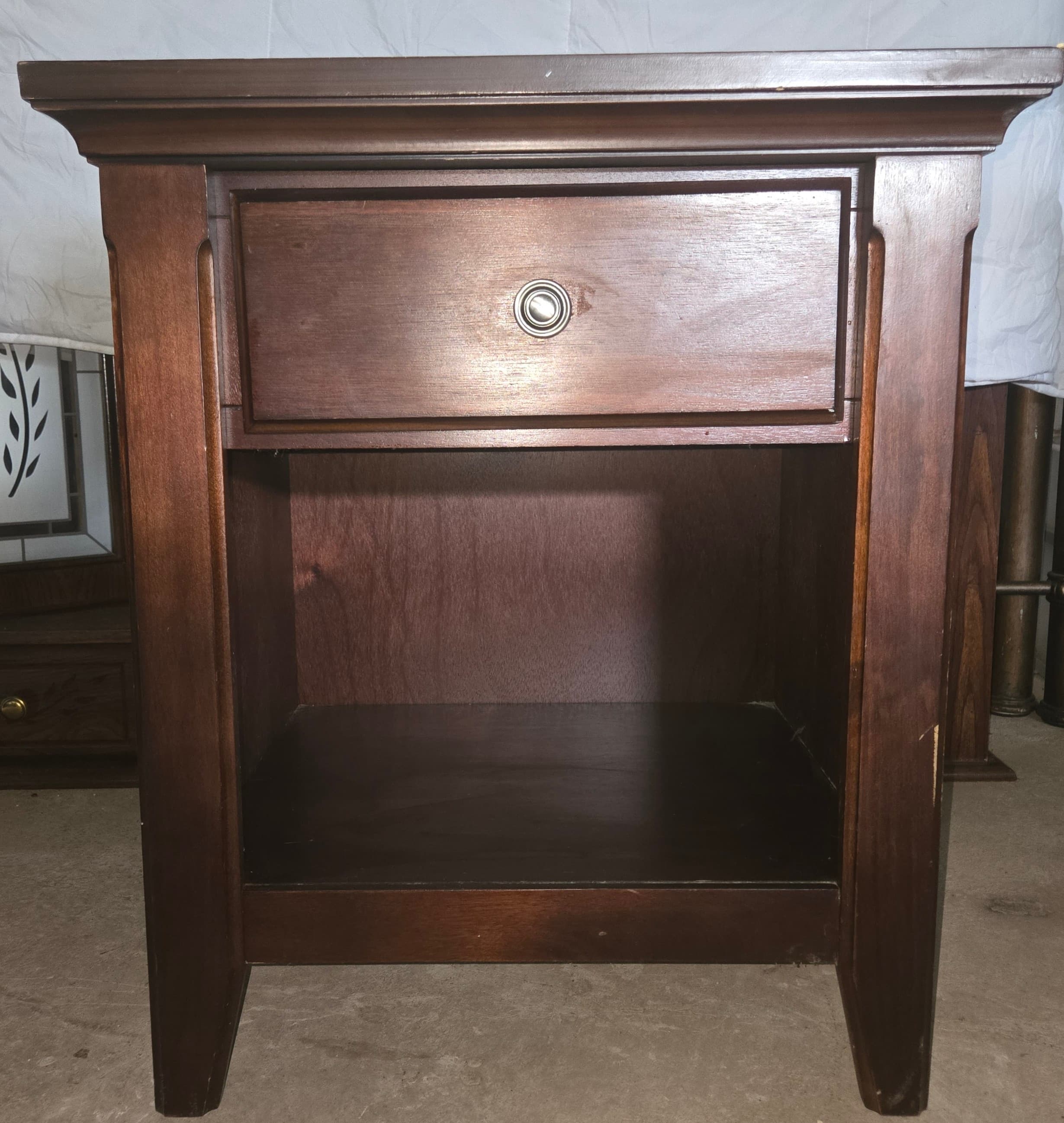 Wooden Nightstand with Drawer and Shelf