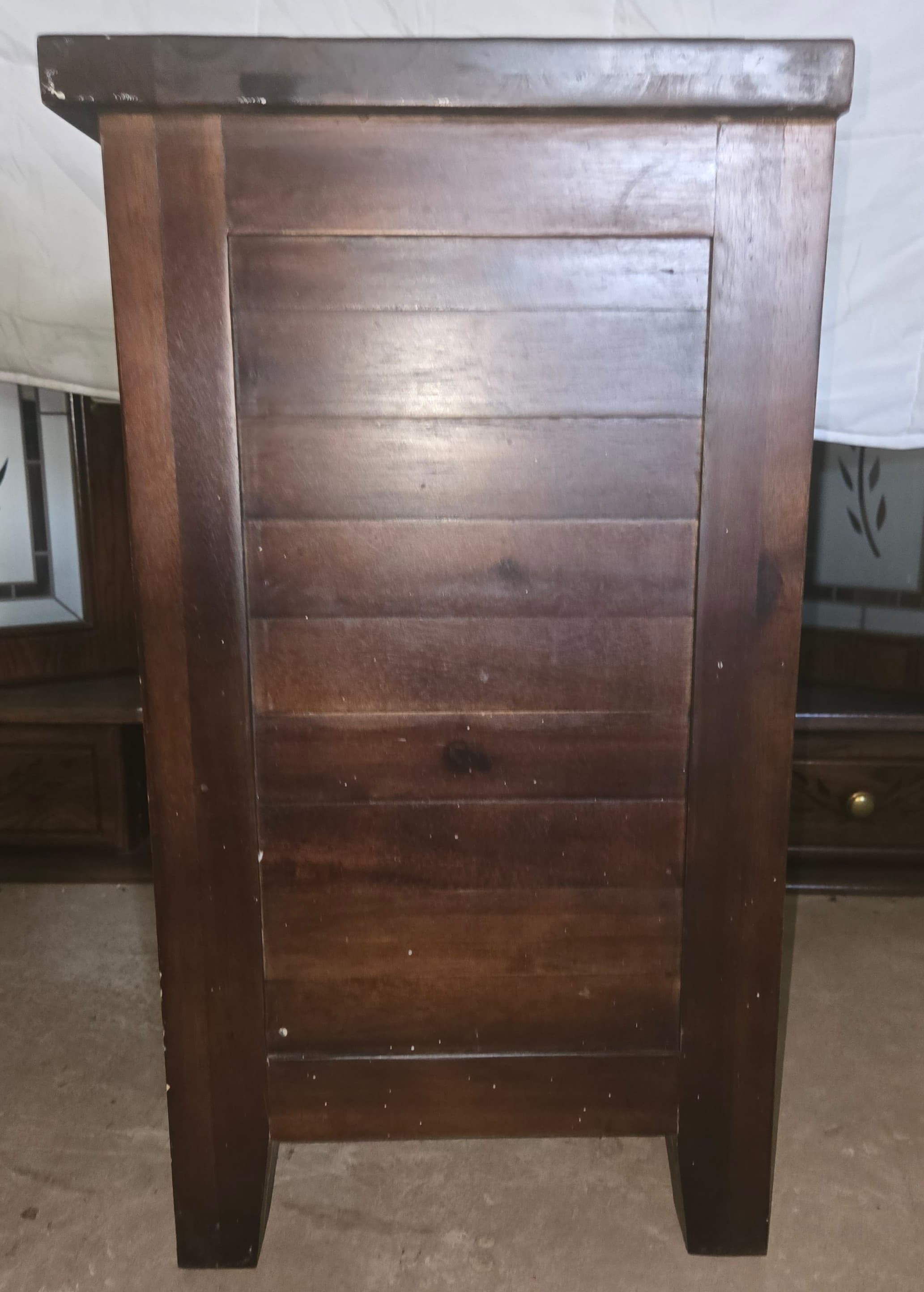 Rustic Wooden Nightstand with Drawer and Cabinet - Thumbnail 3