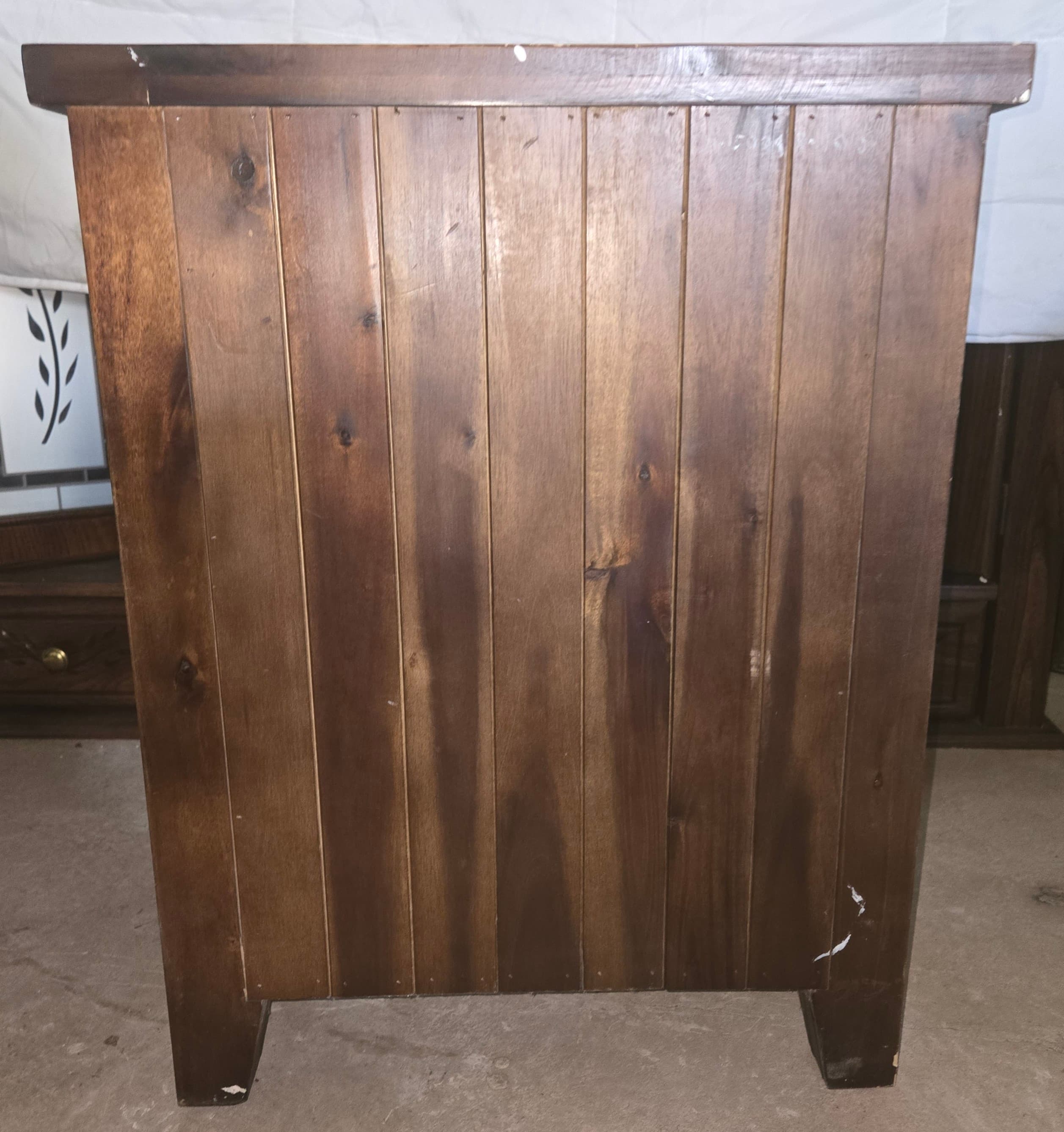 Rustic Wooden Nightstand with Drawer and Cabinet - Thumbnail 4