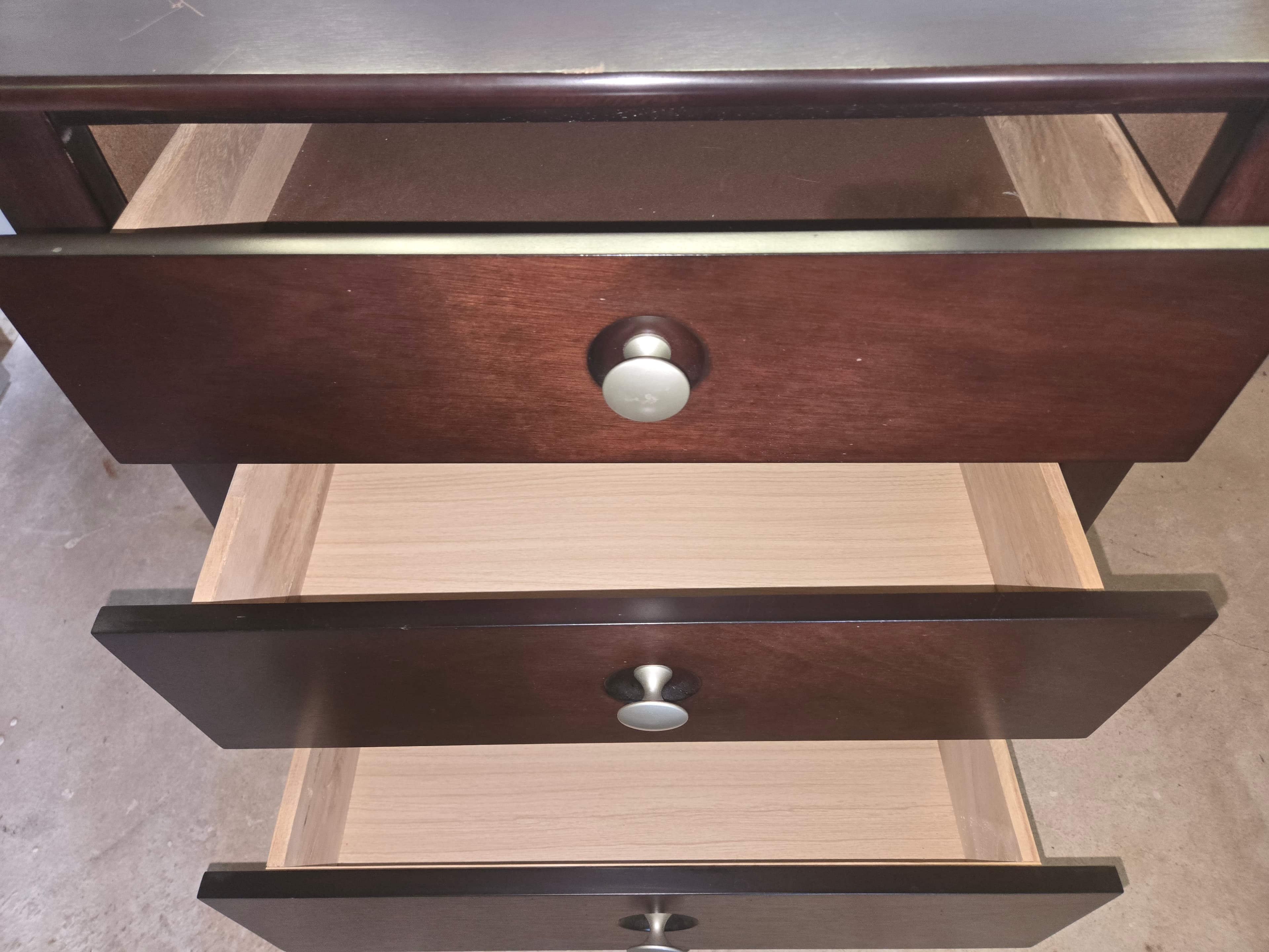 Dark Wood 3-Drawer Dresser with Round Knobs - Thumbnail 2