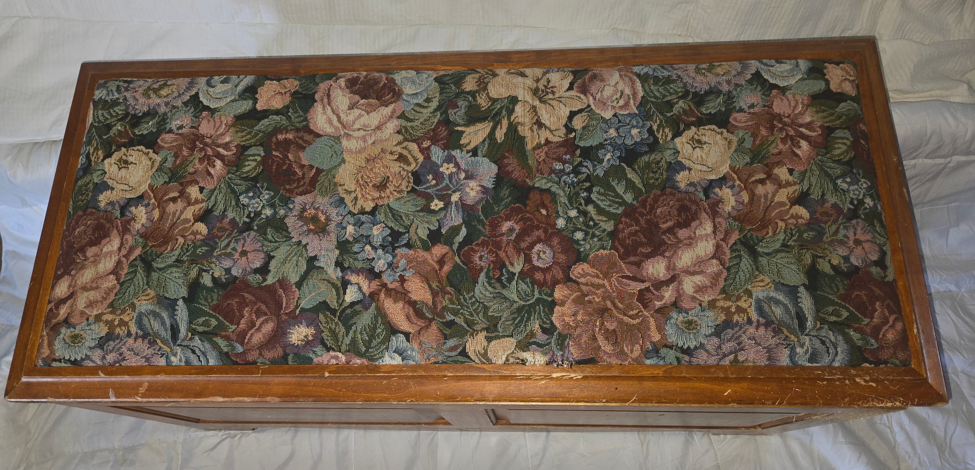 Conestoga Wood Upholstered Storage Bench Floral Top - Thumbnail 2