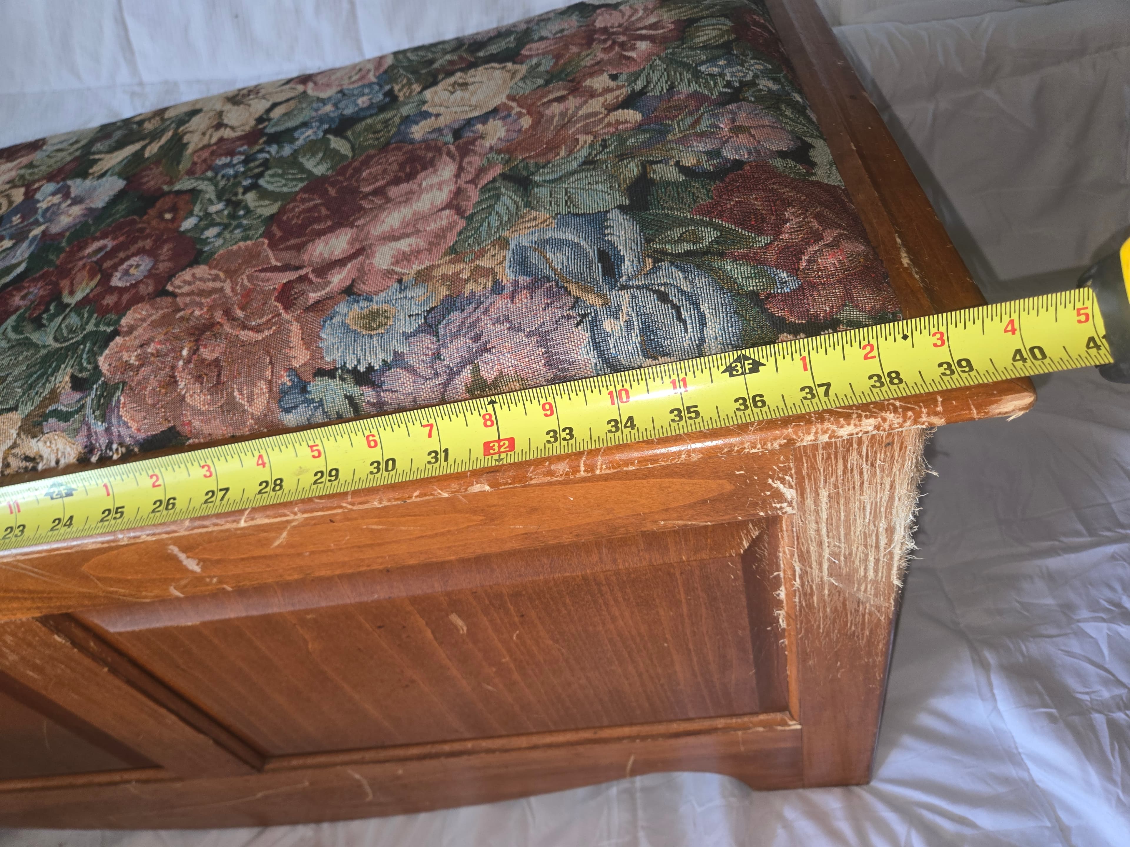 Conestoga Wood Upholstered Storage Bench Floral Top - Thumbnail 6