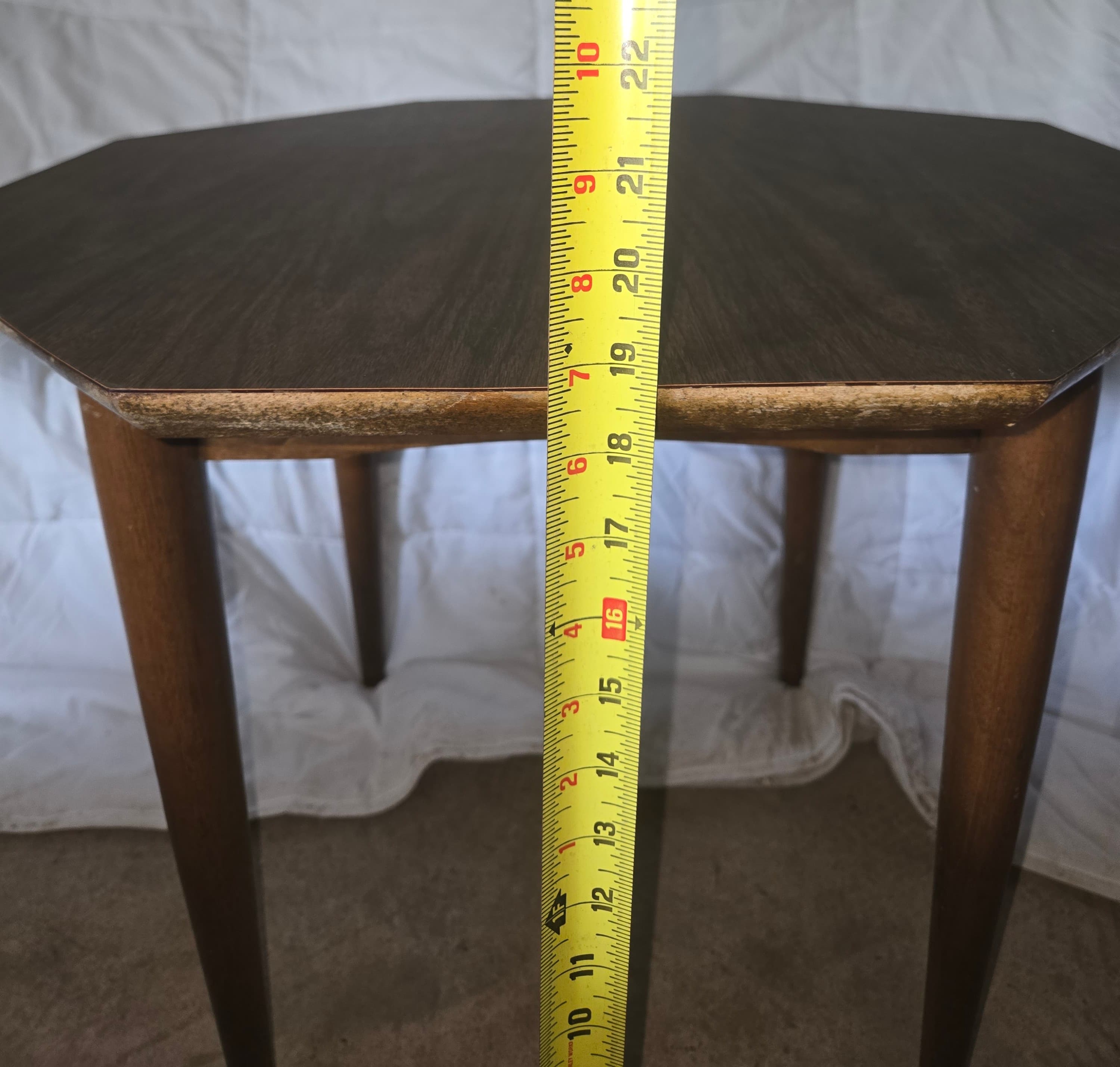 Mid-Century Modern Octagonal Wood Side Table - Thumbnail 5