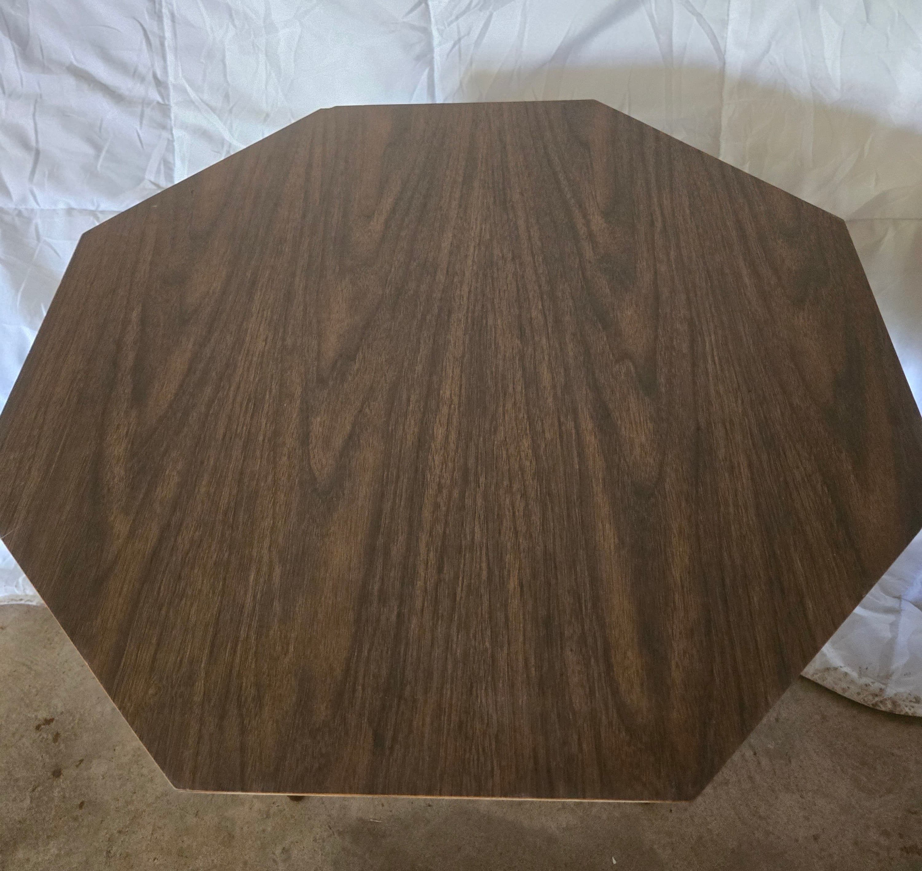 Mid-Century Modern Octagonal Wood Side Table - Thumbnail 2