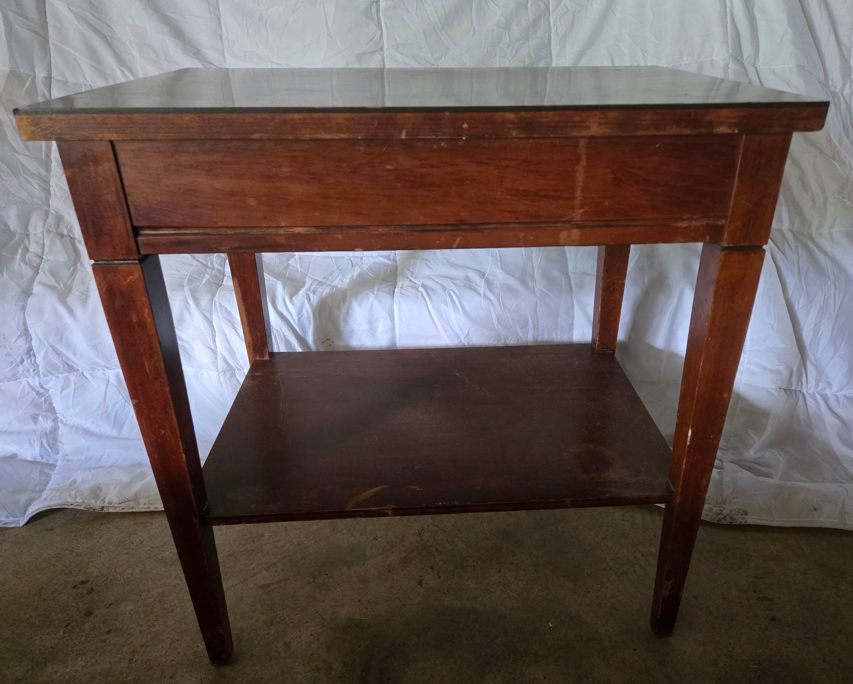 Vintage Wooden Side Table with Drawer and Shelf - Thumbnail 5