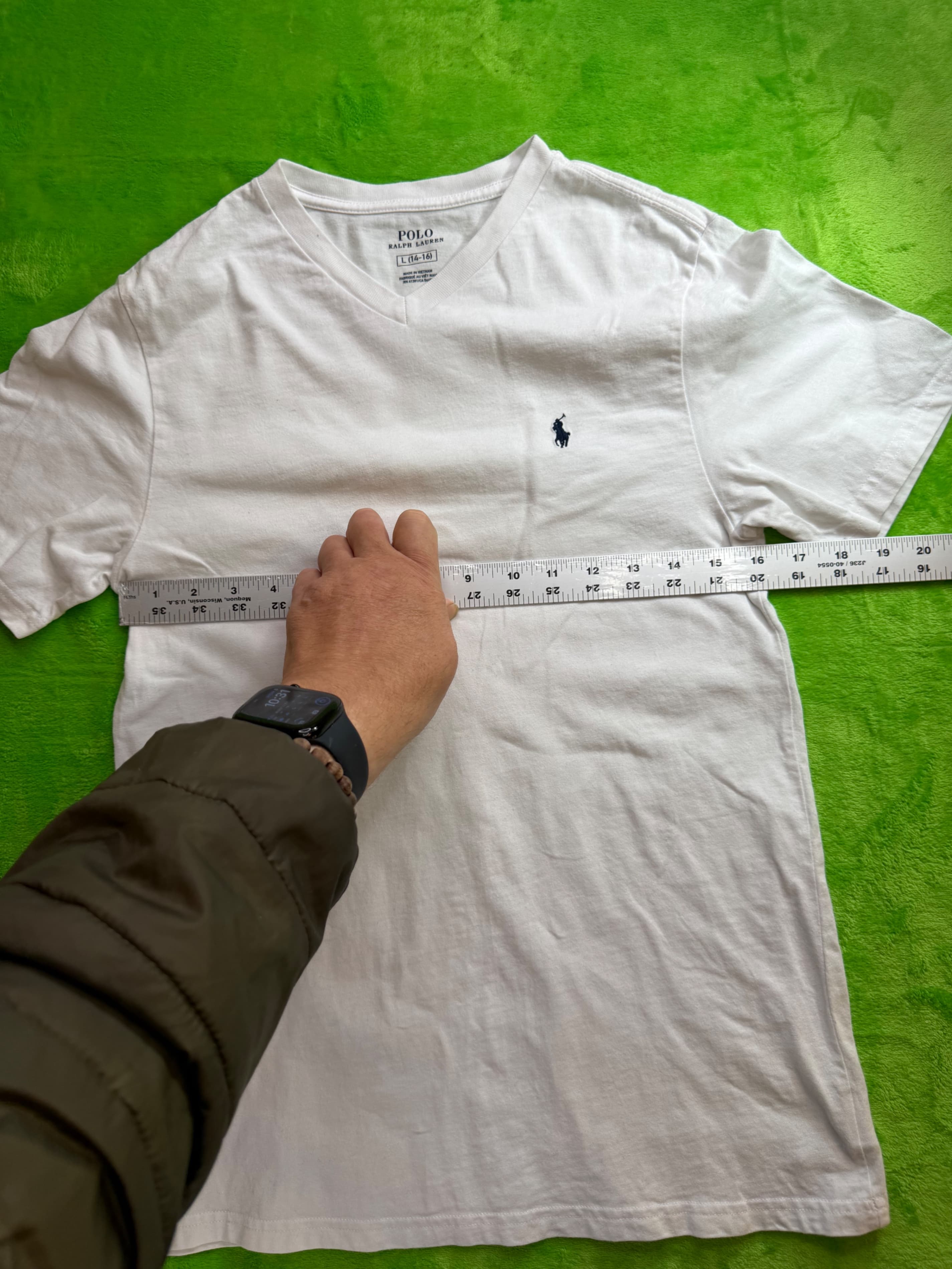 Polo Ralph Lauren Boys V-Neck T-Shirt Sz L 14-16 White Pony Logo - Thumbnail 5