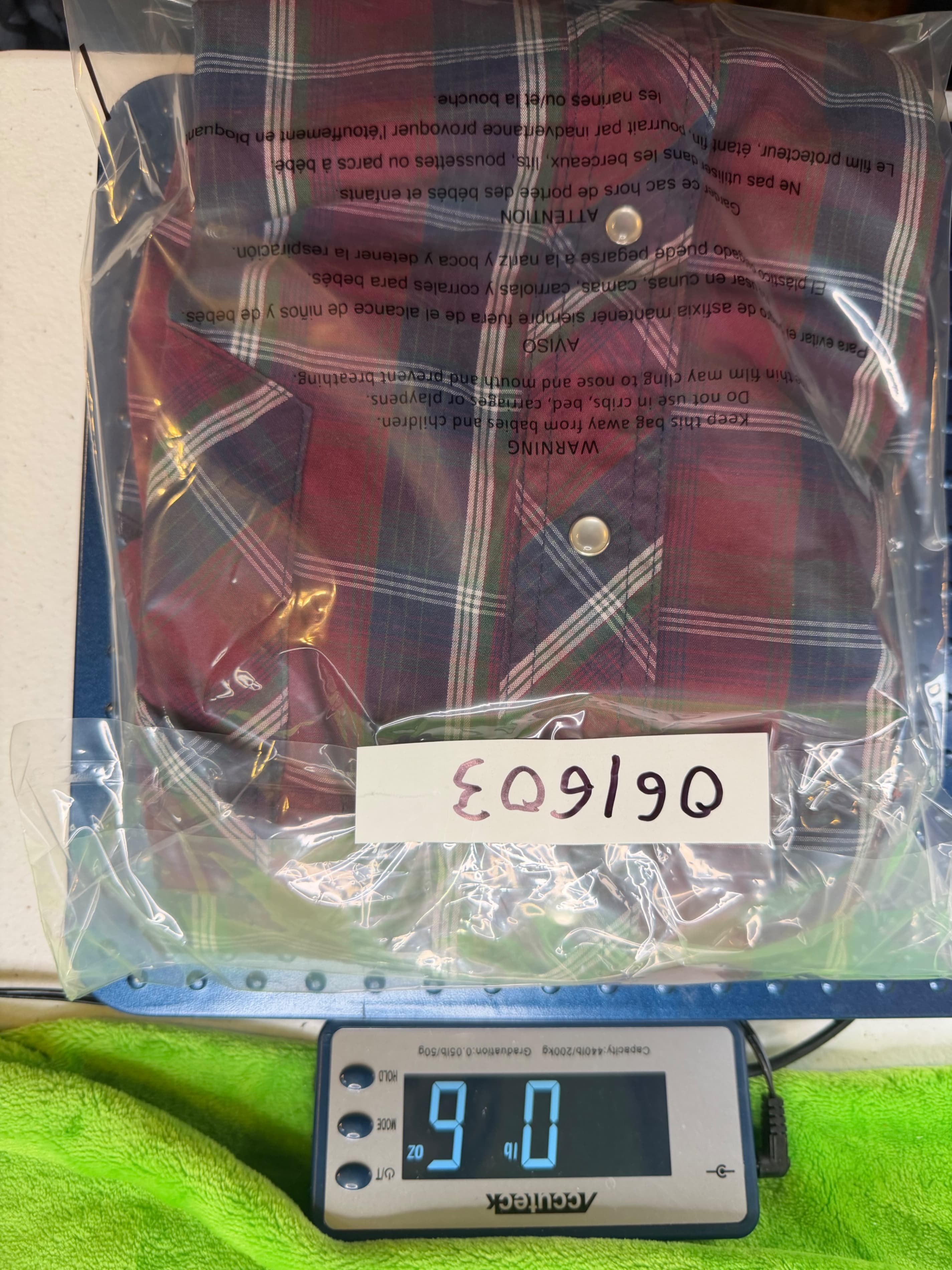 Wrangler Western Pearl Snap SS Shirt Mens XL Burgundy Navy Plaid - Thumbnail 3