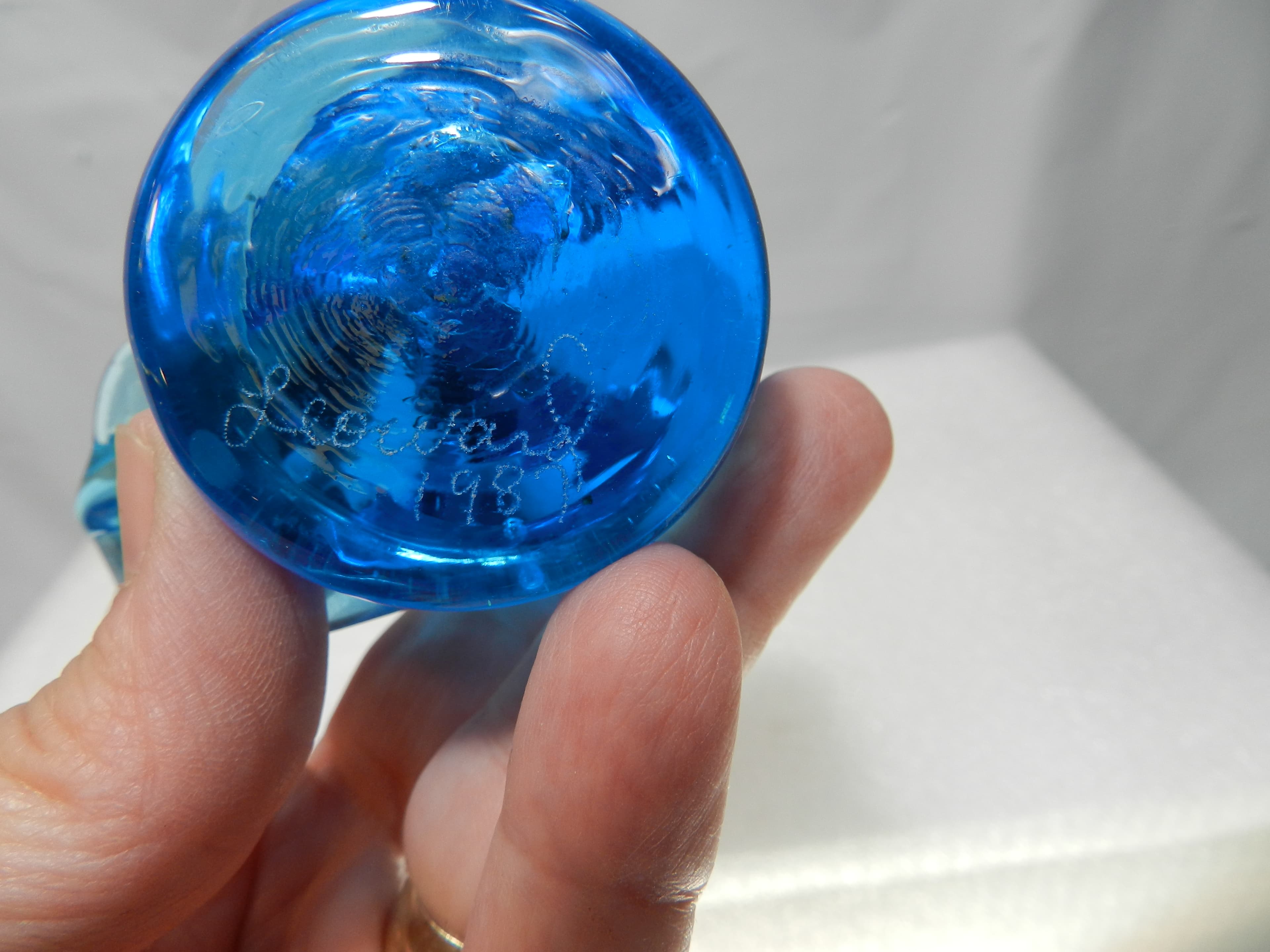 2 Authentic Terra Studios Bluebird of Happiness Glass Birds Leo Ward 1987 (N9J) - Thumbnail 13