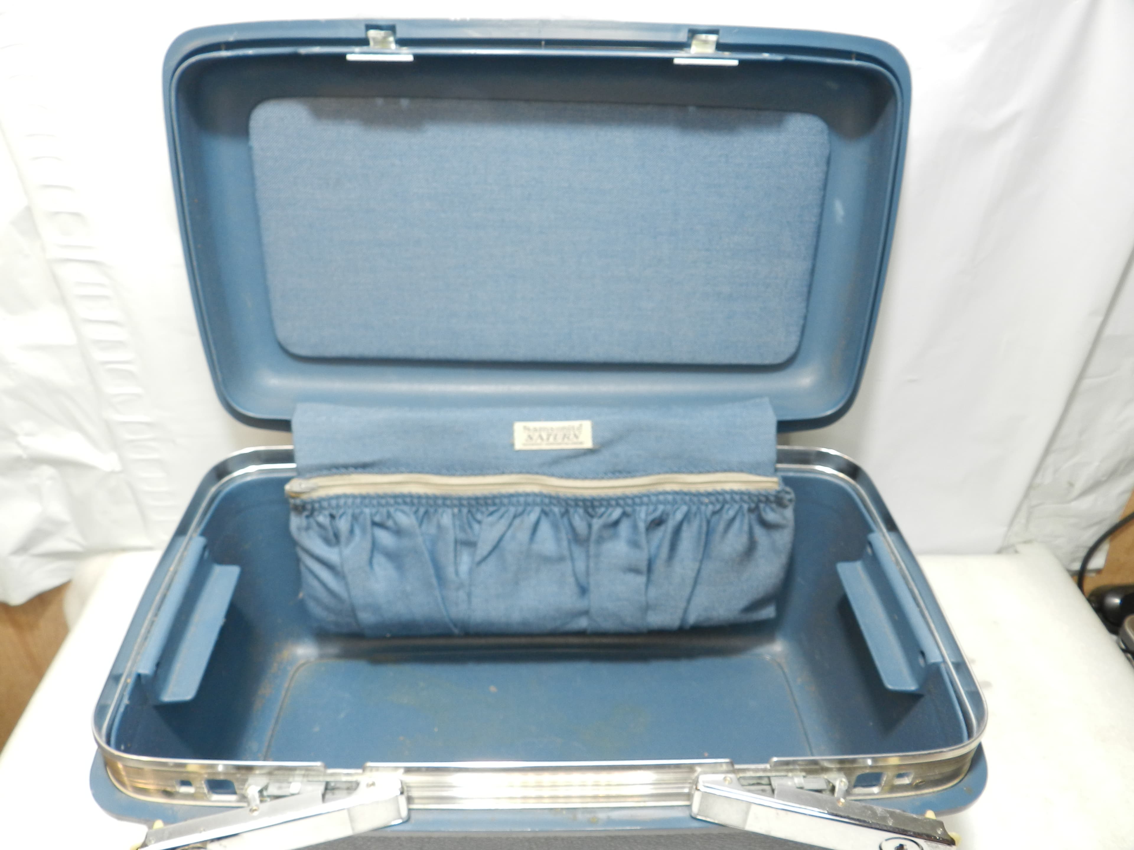 Vintage Samsonite Saturn Blue Makeup Hard Travel Case With Key  (N16J) - Thumbnail 4