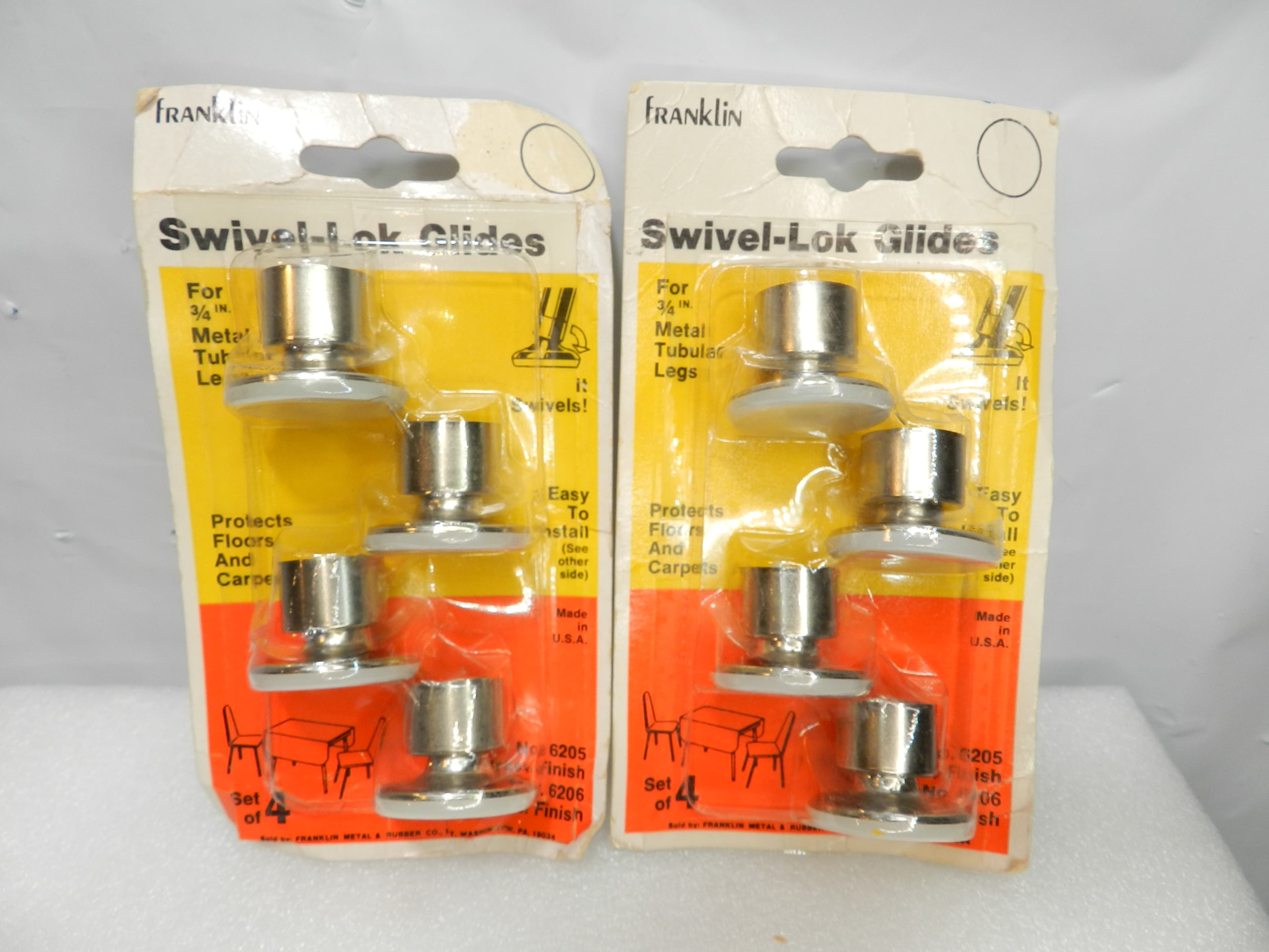 8 Vintage Franklin Swivel-Lok Glides 3/4" Metal Tubular Legs (N22J) - Thumbnail 3