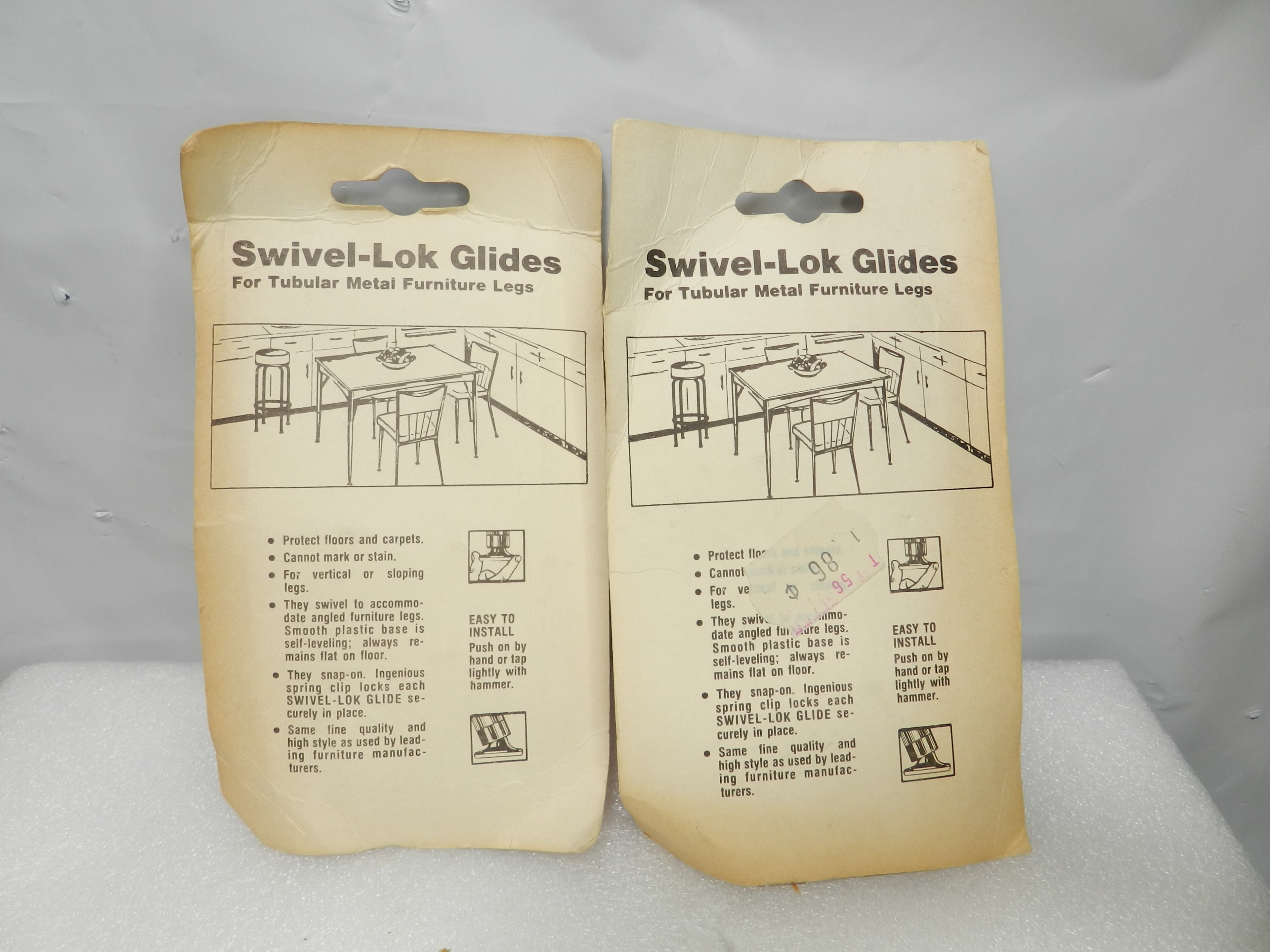8 Vintage Franklin Swivel-Lok Glides 3/4" Metal Tubular Legs (N22J) - Thumbnail 4