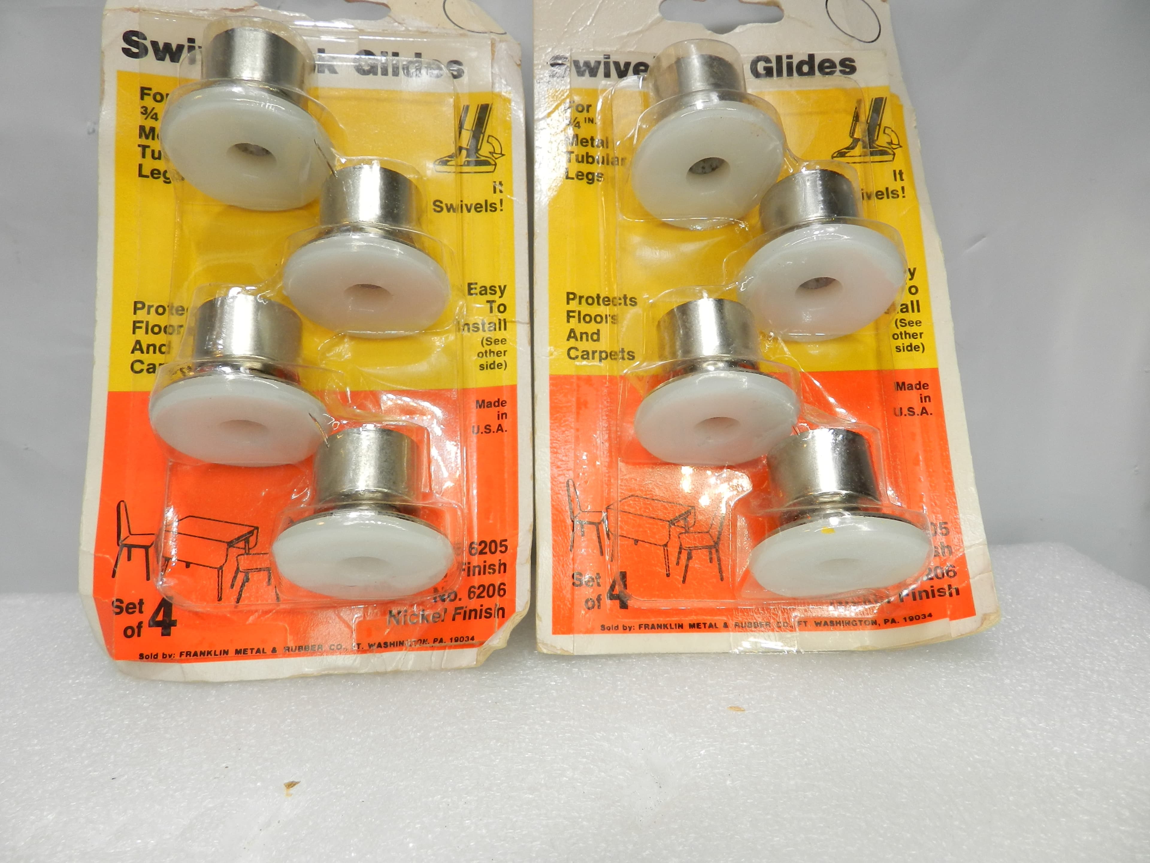 8 Vintage Franklin Swivel-Lok Glides 3/4" Metal Tubular Legs (N22J) - Thumbnail 2