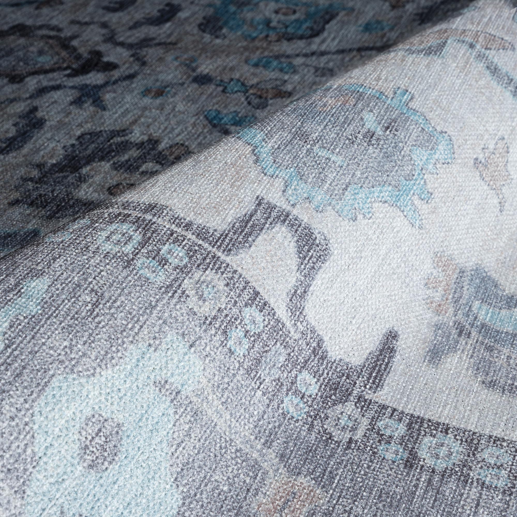 Fame Rugs Gray Modern Oushak Rug 26X7 Washable Vintage Turkish Colorful - Thumbnail 7
