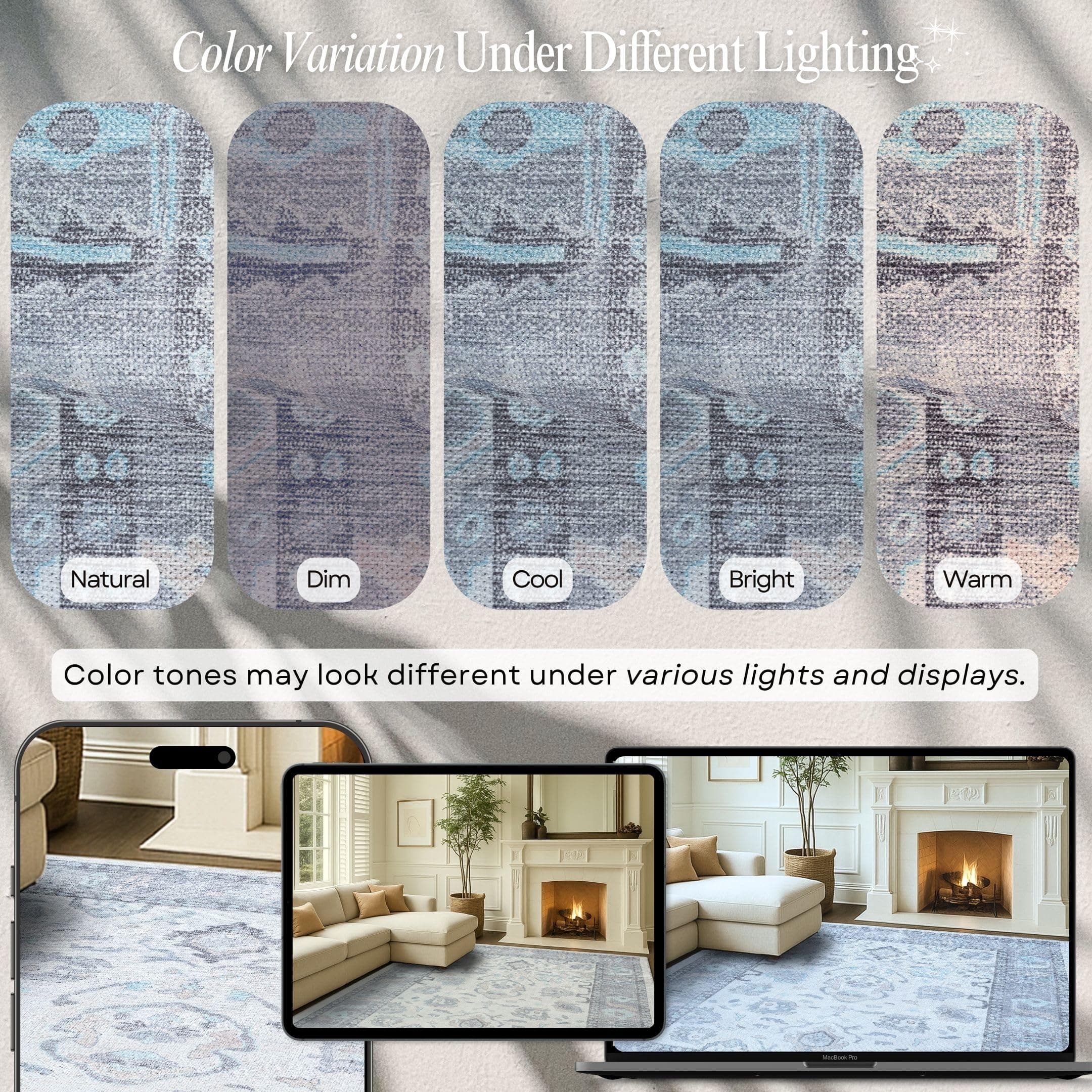 Fame Rugs Gray Modern Oushak Rug 26X7 Washable Vintage Turkish Colorful - Thumbnail 4