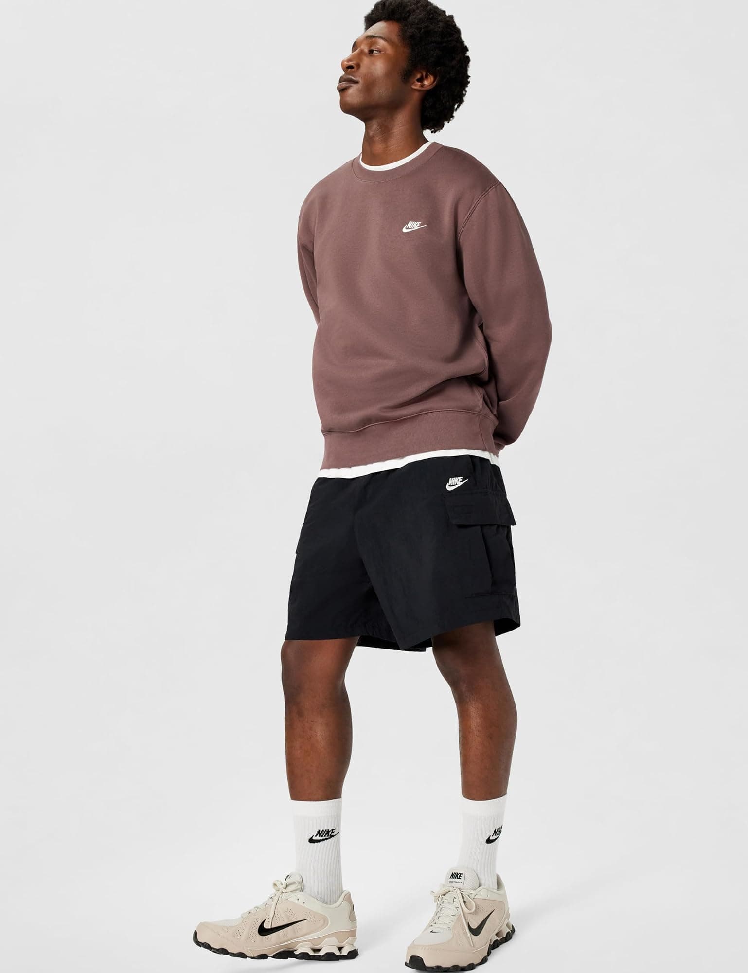 Nike Men's Club Fleece Crew Sweatshirt - Tattoo/White - Medium - Thumbnail 2