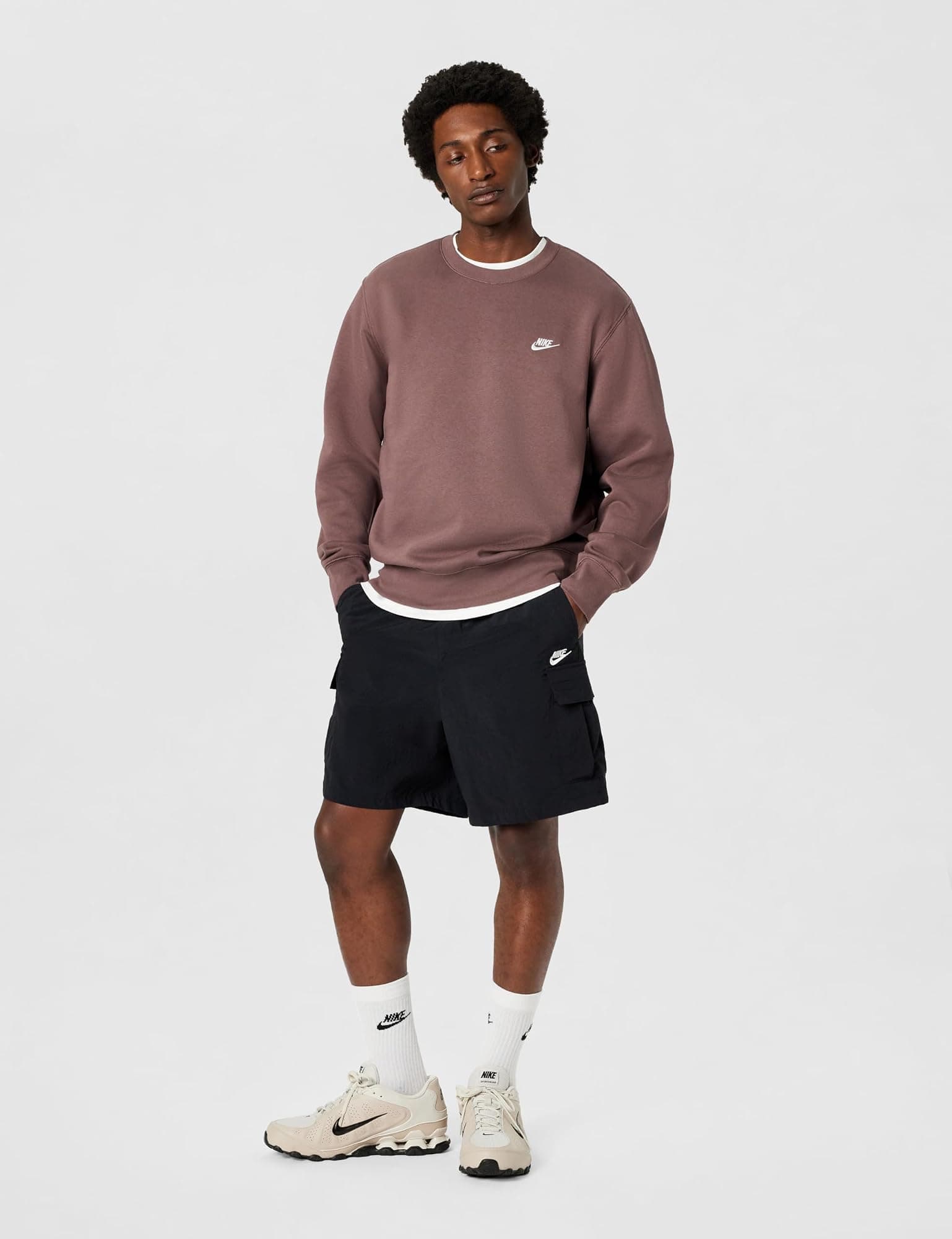 Nike Men's Club Fleece Crew Sweatshirt - Tattoo/White - Medium - Thumbnail 5